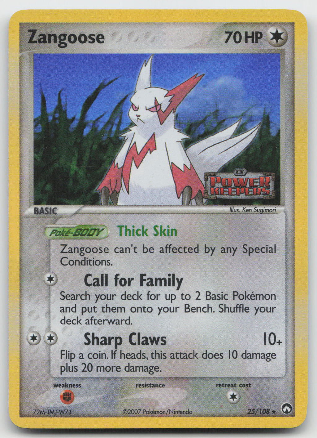 Zangoose Rare Reverse Holo Power Keepers 25/108 DMG