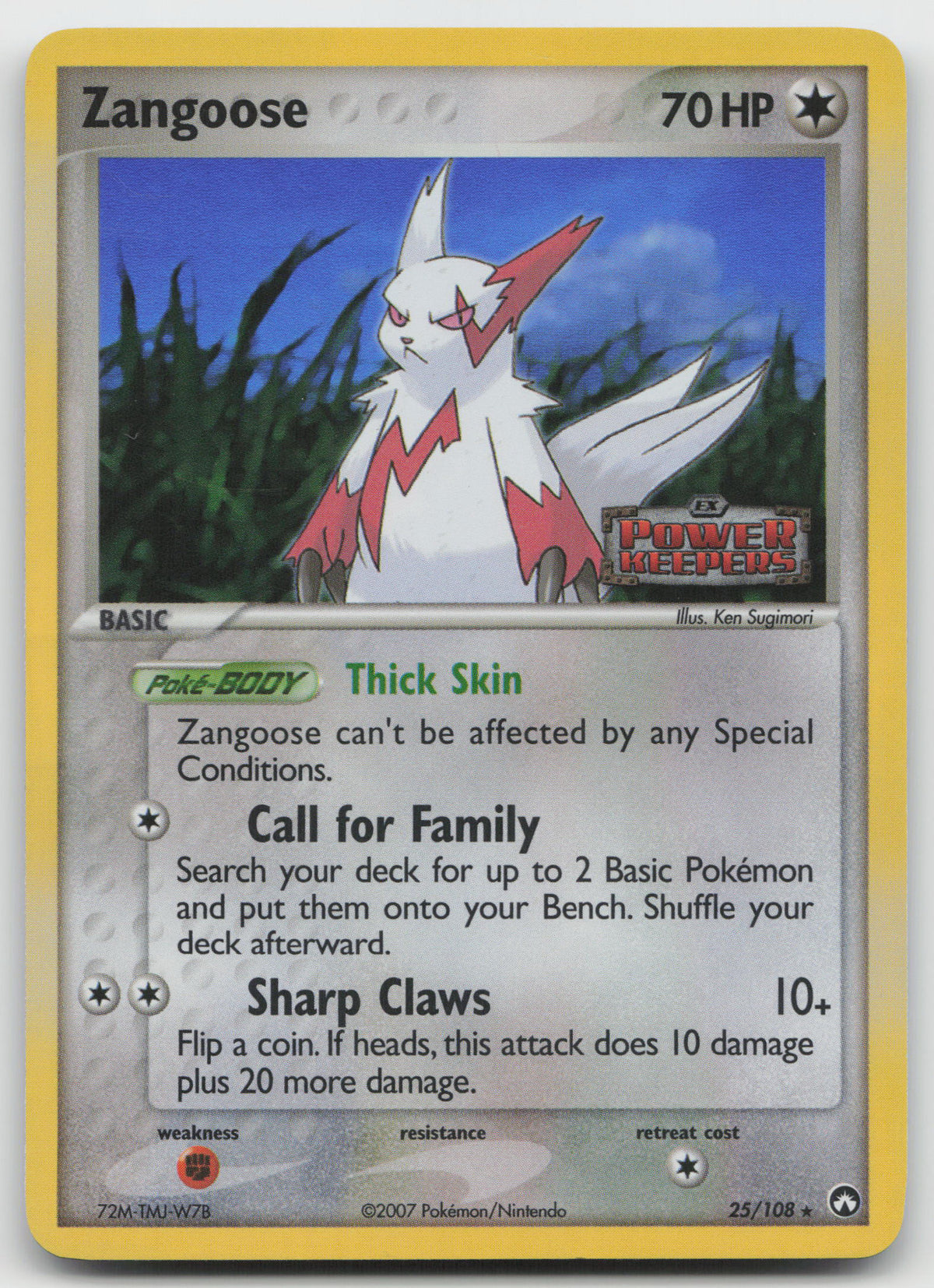 Zangoose Rare Reverse Holo Power Keepers 25/108 DMG
