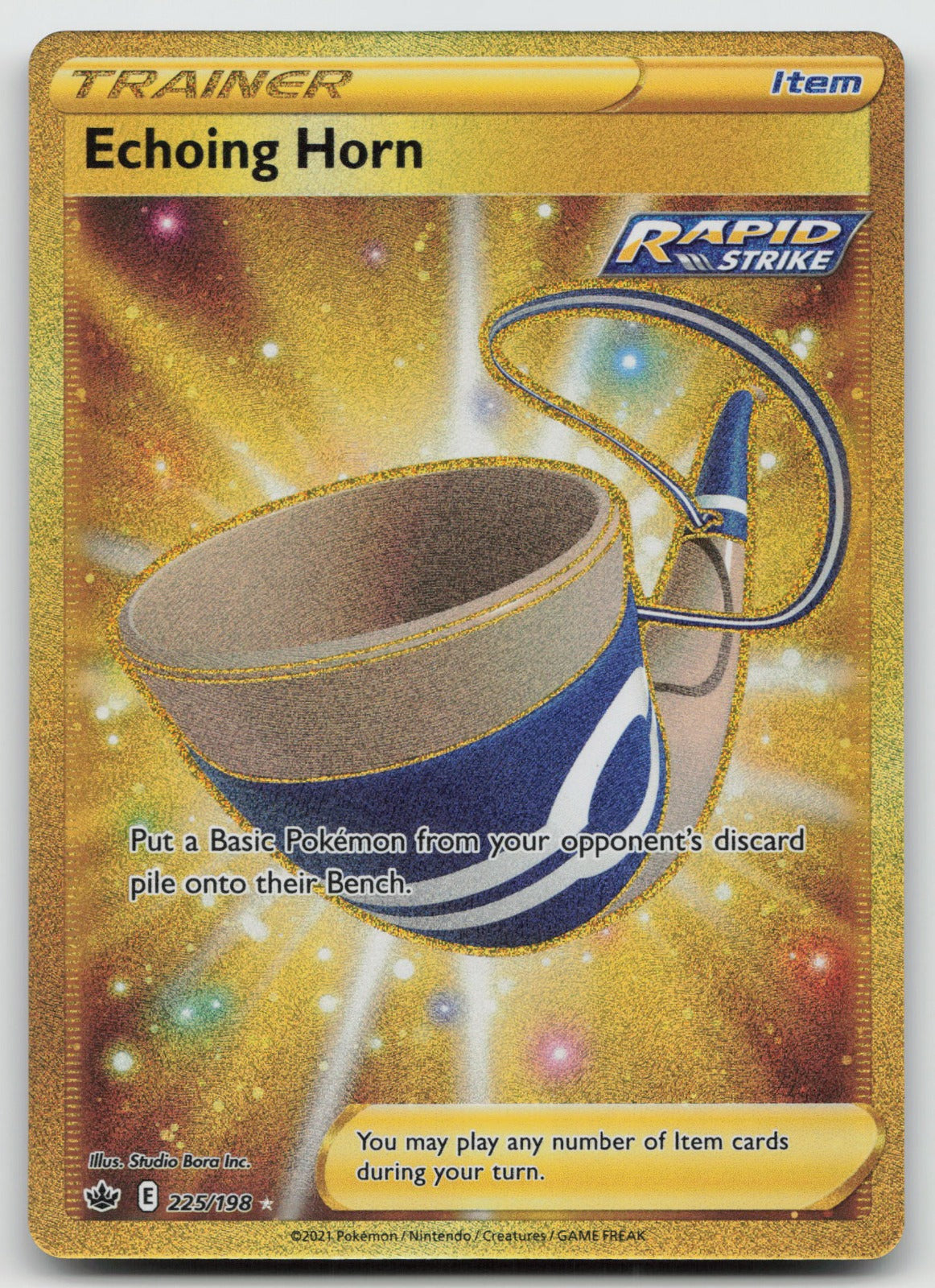 Echoing Horn (Secret) Gold Rare Holo SWSH06: Chilling Reign 225/198 NM