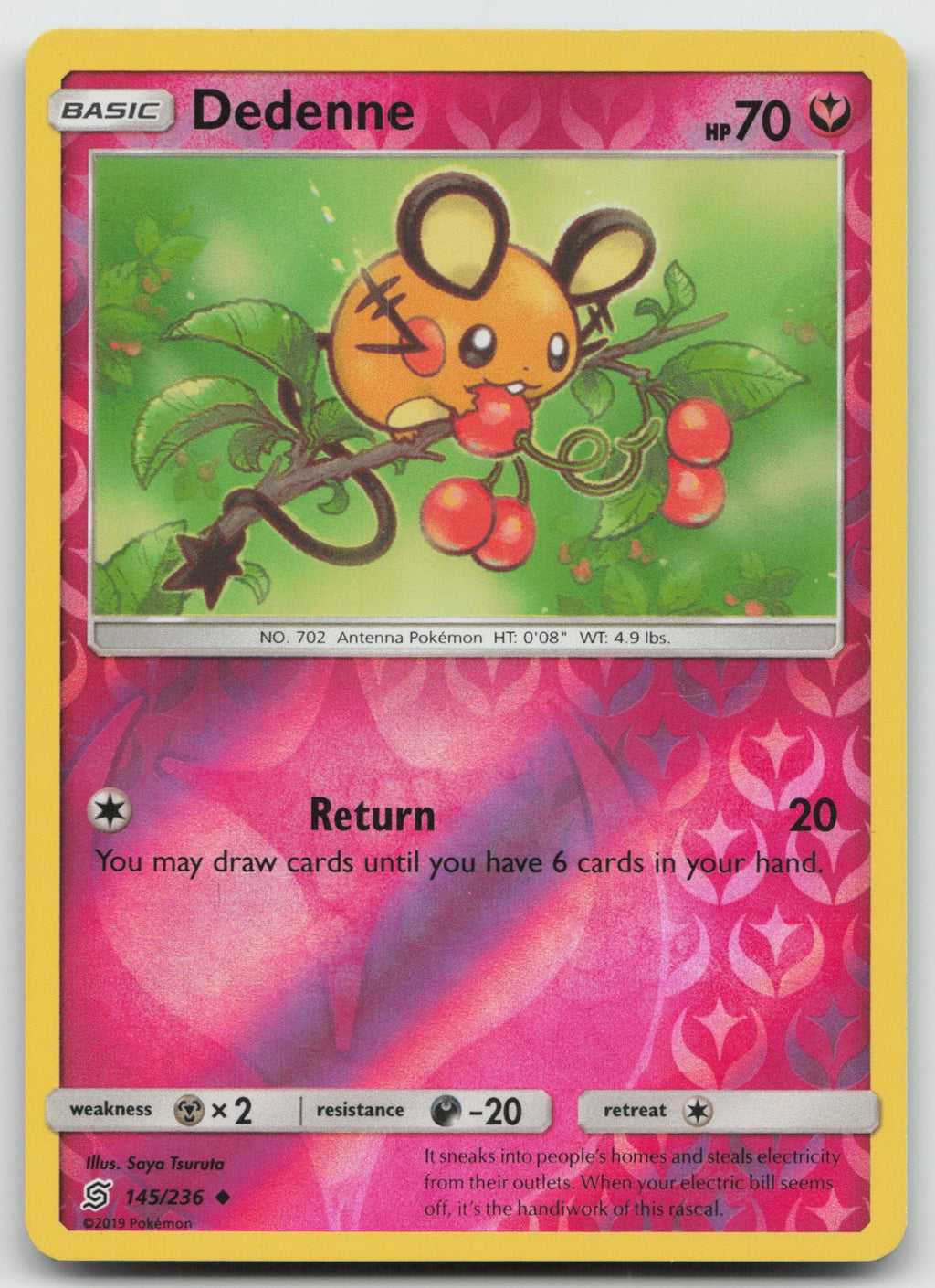Dedenne Reverse Holo Uncommon SM - Unified Minds 145/236 NM