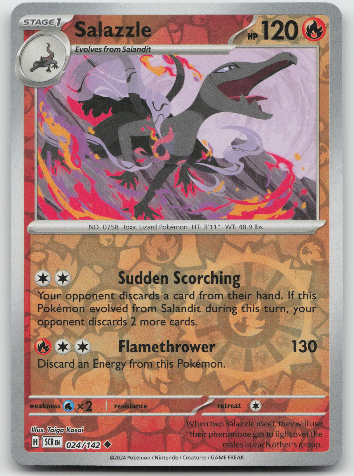 Salazzle Uncommon Reverse Holo SV07: Stellar Crown 024/142 NM