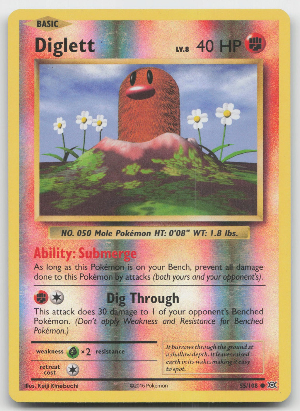 Diglett Reverse Holo Common XY - Evolutions 55/108 LP