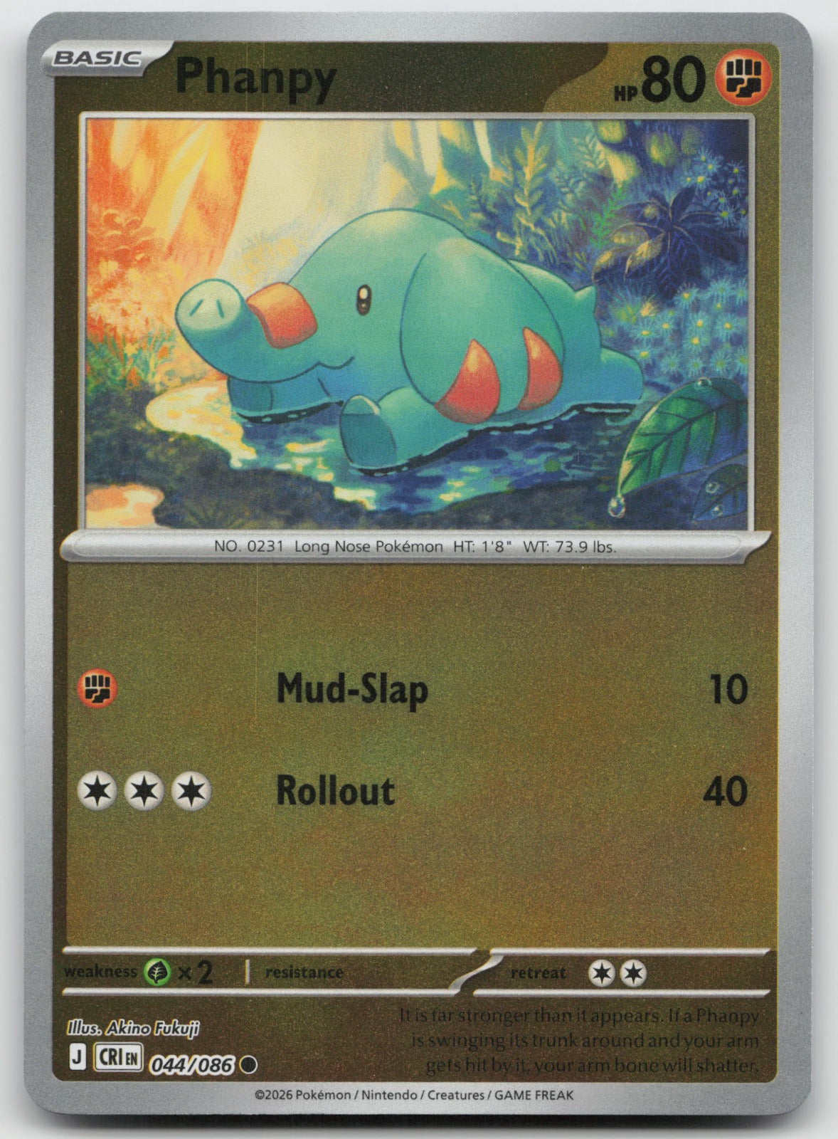 Phanpy Common Reverse Holo ME04: Chaos Rising 044/086 NM