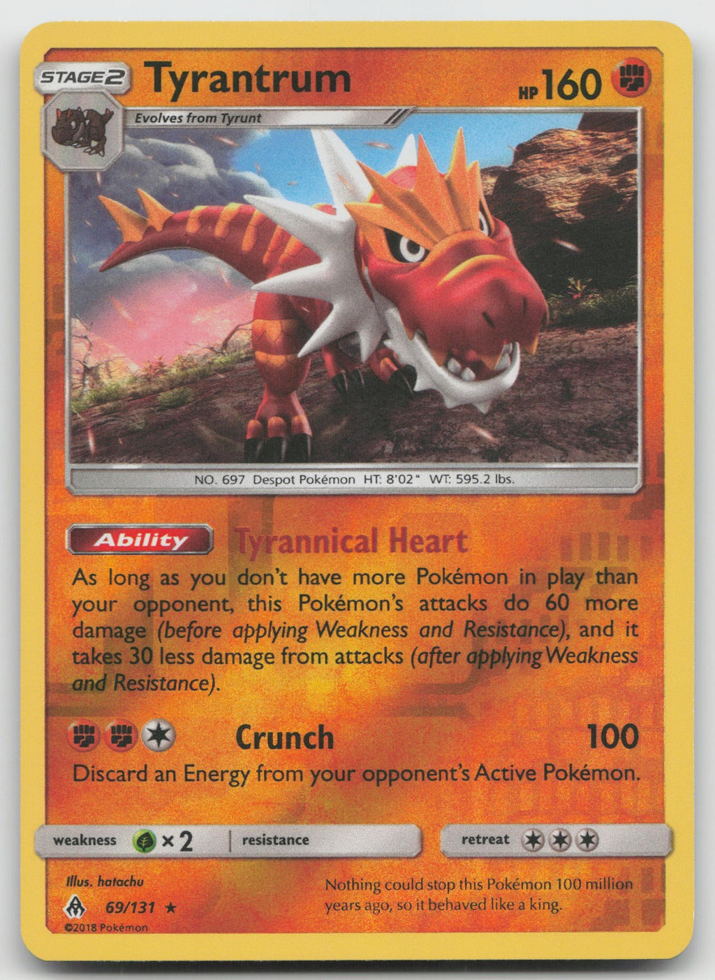 Tyrantrum Reverse Holo Rare SM - Forbidden Light 69/131 LP