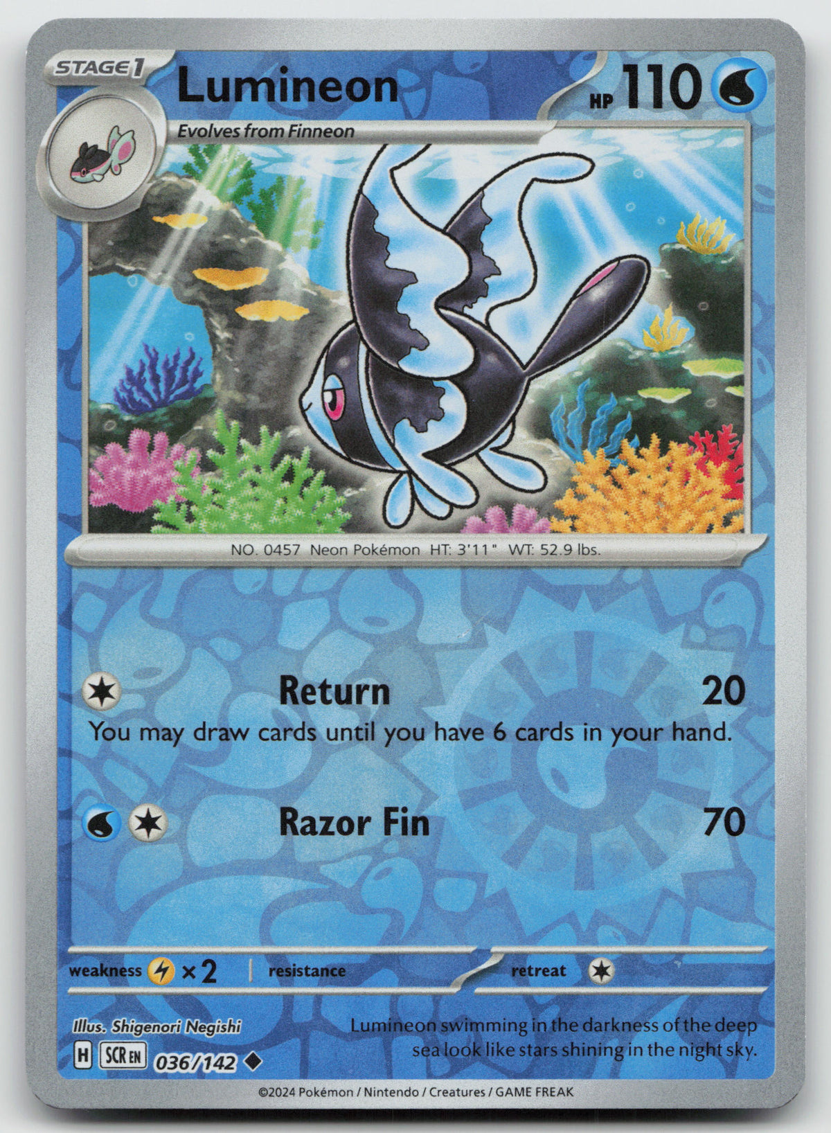 Lumineon Uncommon Reverse Holo SV07: Stellar Crown 036/142 NM