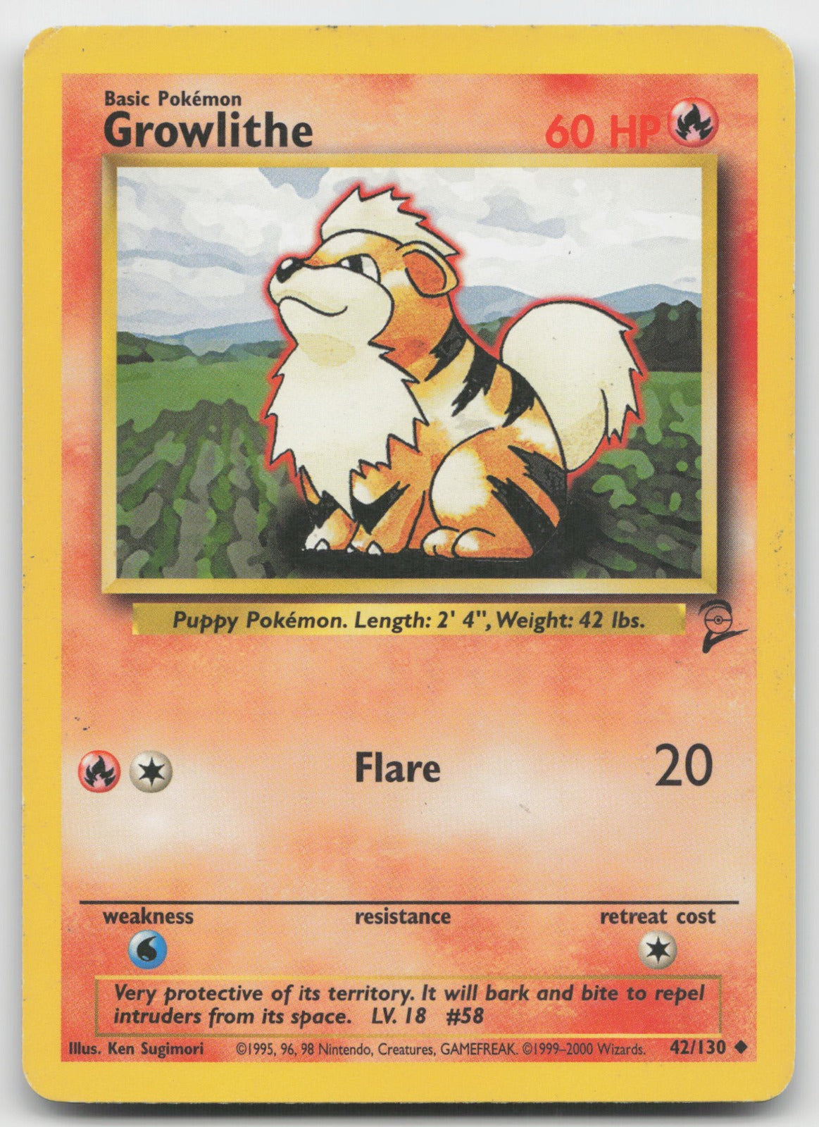Growlithe Uncommon Base Set 2 42/130 HP