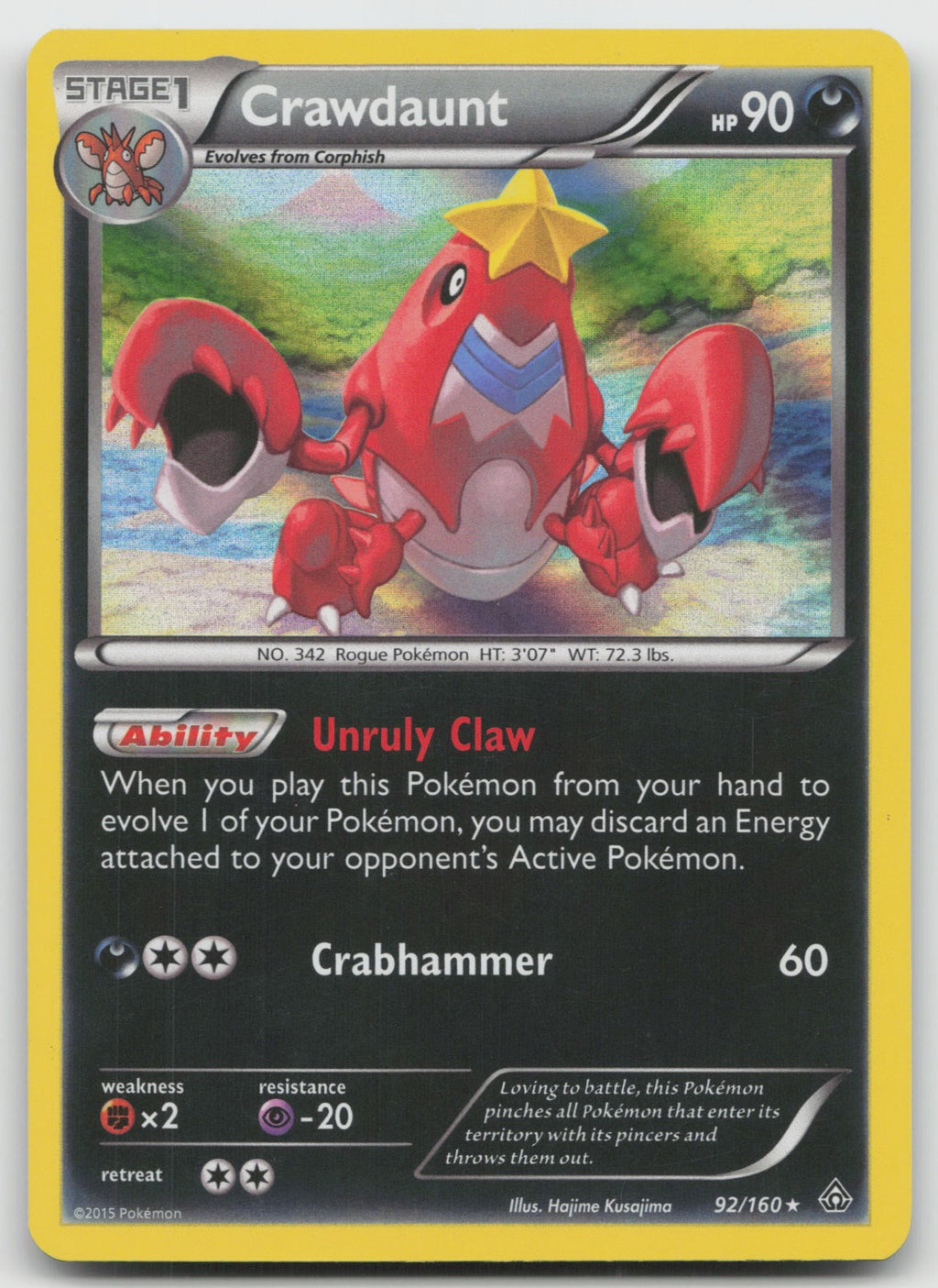 Crawdaunt Holo Rare XY - Primal Clash 92/160 LP