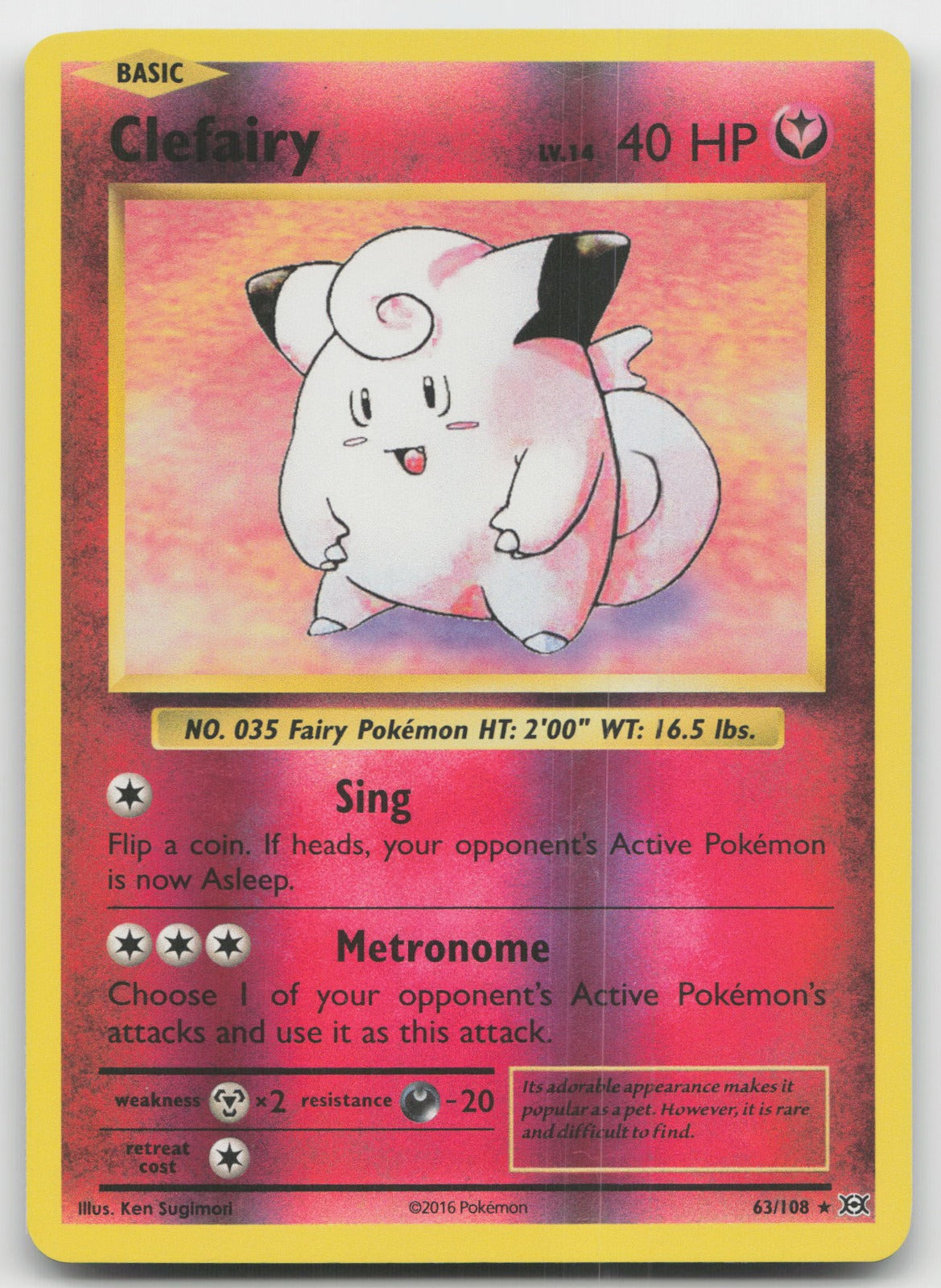 Clefairy Reverse Holo Rare XY - Evolutions 63/108 VLP