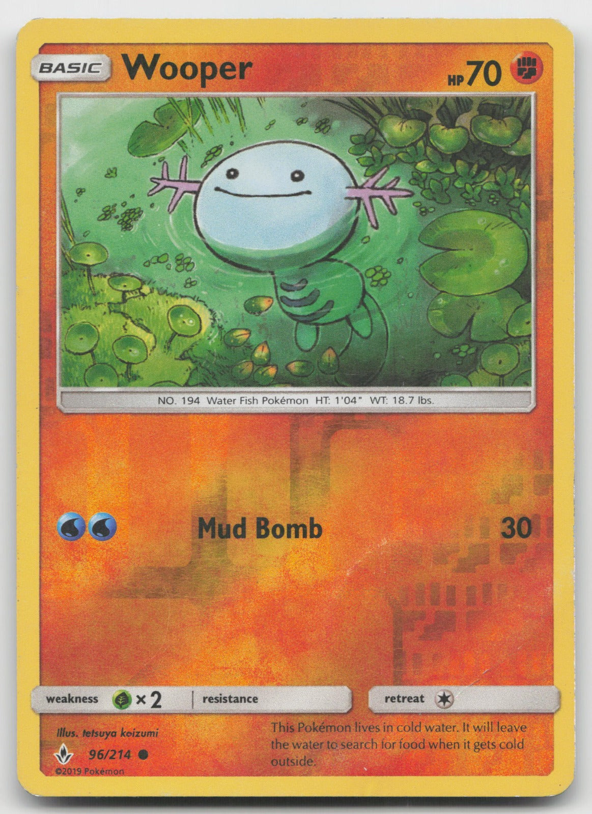 Wooper Reverse Holo Common SM - Unbroken Bonds 96/214 DMG
