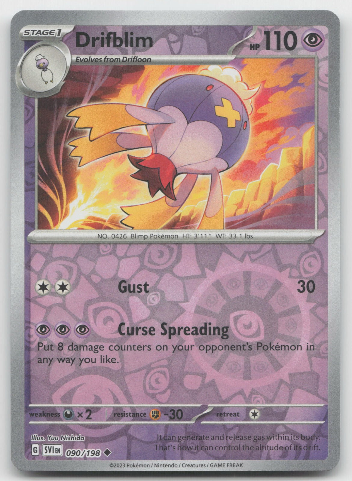 Drifblim Reverse Holo Uncommon SV01: Scarlet & Violet Base Set 090/198 NM