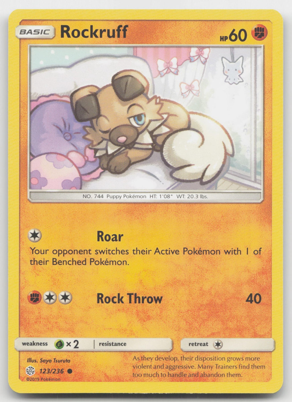 Rockruff Common SM - Cosmic Eclipse 123/236 NM