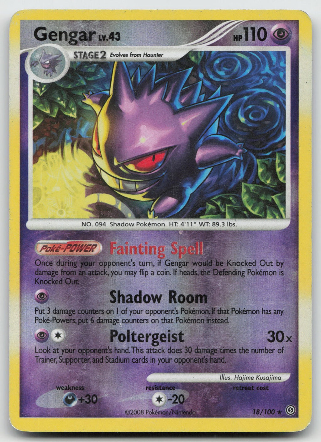 Gengar Rare Reverse Holo Stormfront 18/100 HP