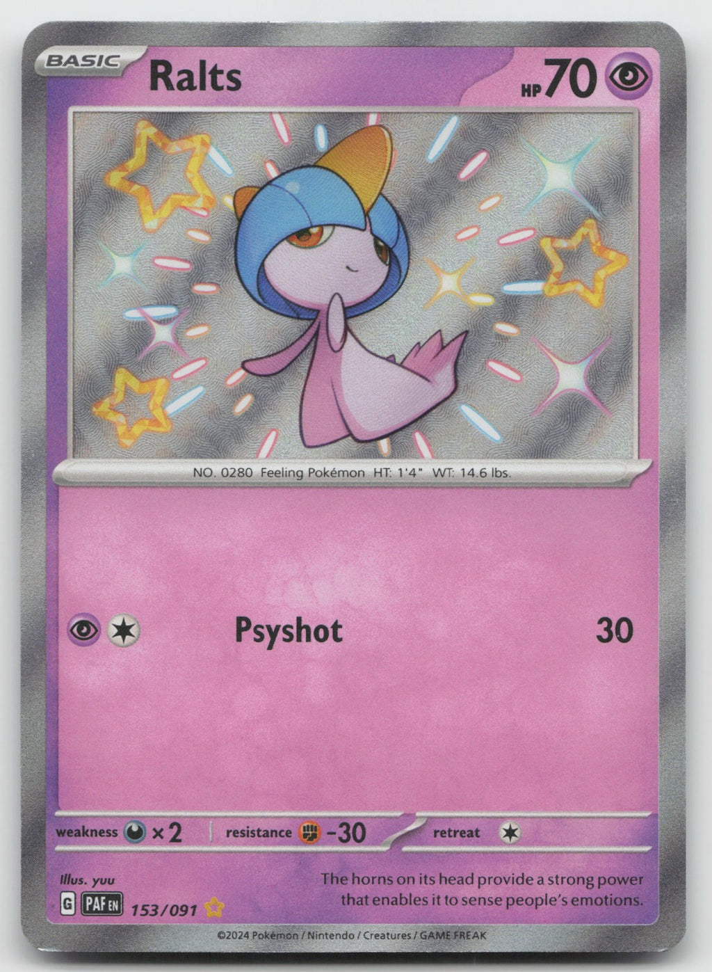 Ralts Shiny Rare Holo SV: Paldean Fates 153/091 NM