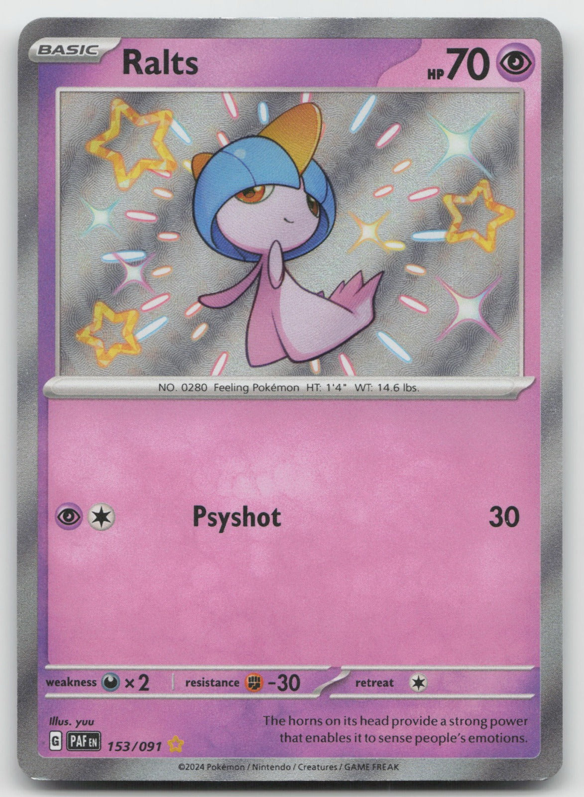 Ralts Shiny Rare Holo SV: Paldean Fates 153/091 NM