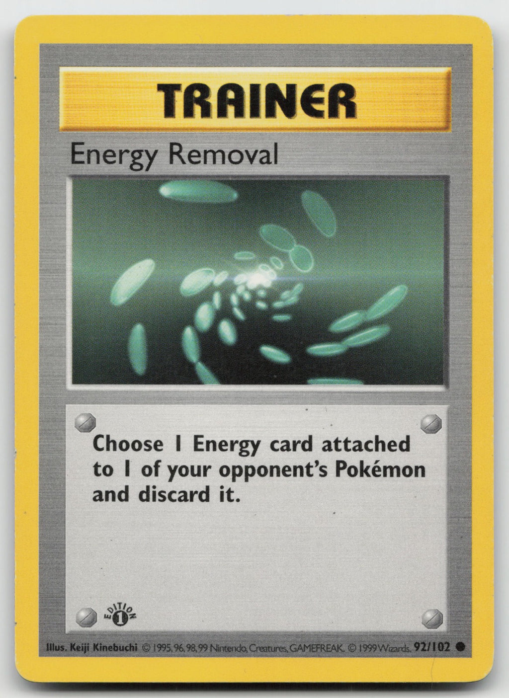 Energy Removal 1st Edition Common Base Set (Shadowless) 92/102 NM