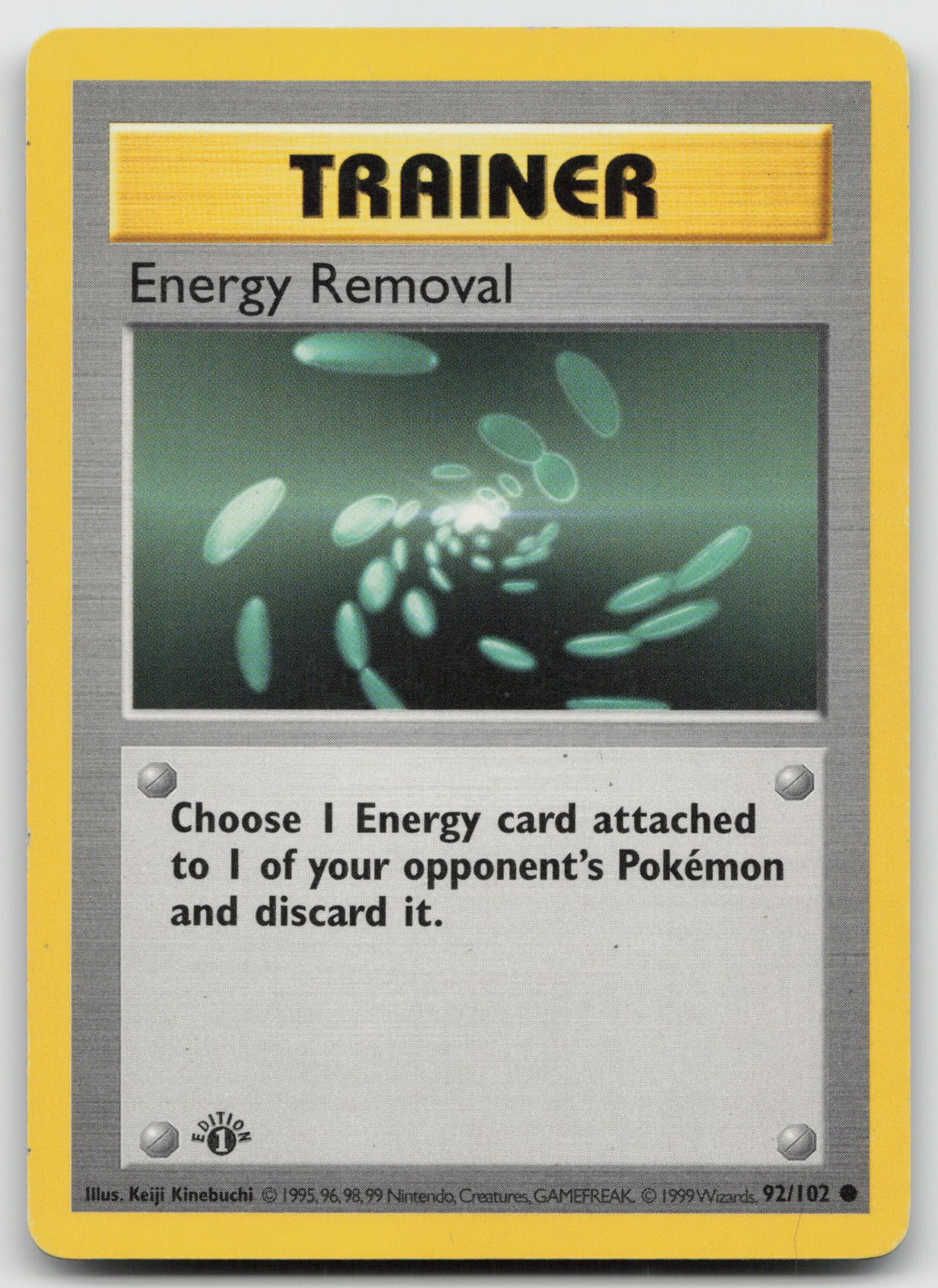 Energy Removal 1st Edition Common Base Set (Shadowless) 92/102 NM
