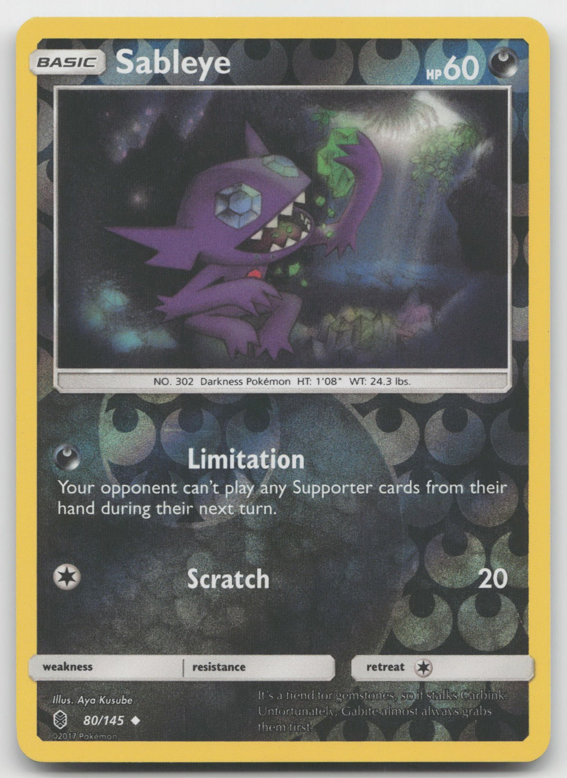 Sableye Reverse Holo Uncommon SM - Guardians Rising 80/145 VLP
