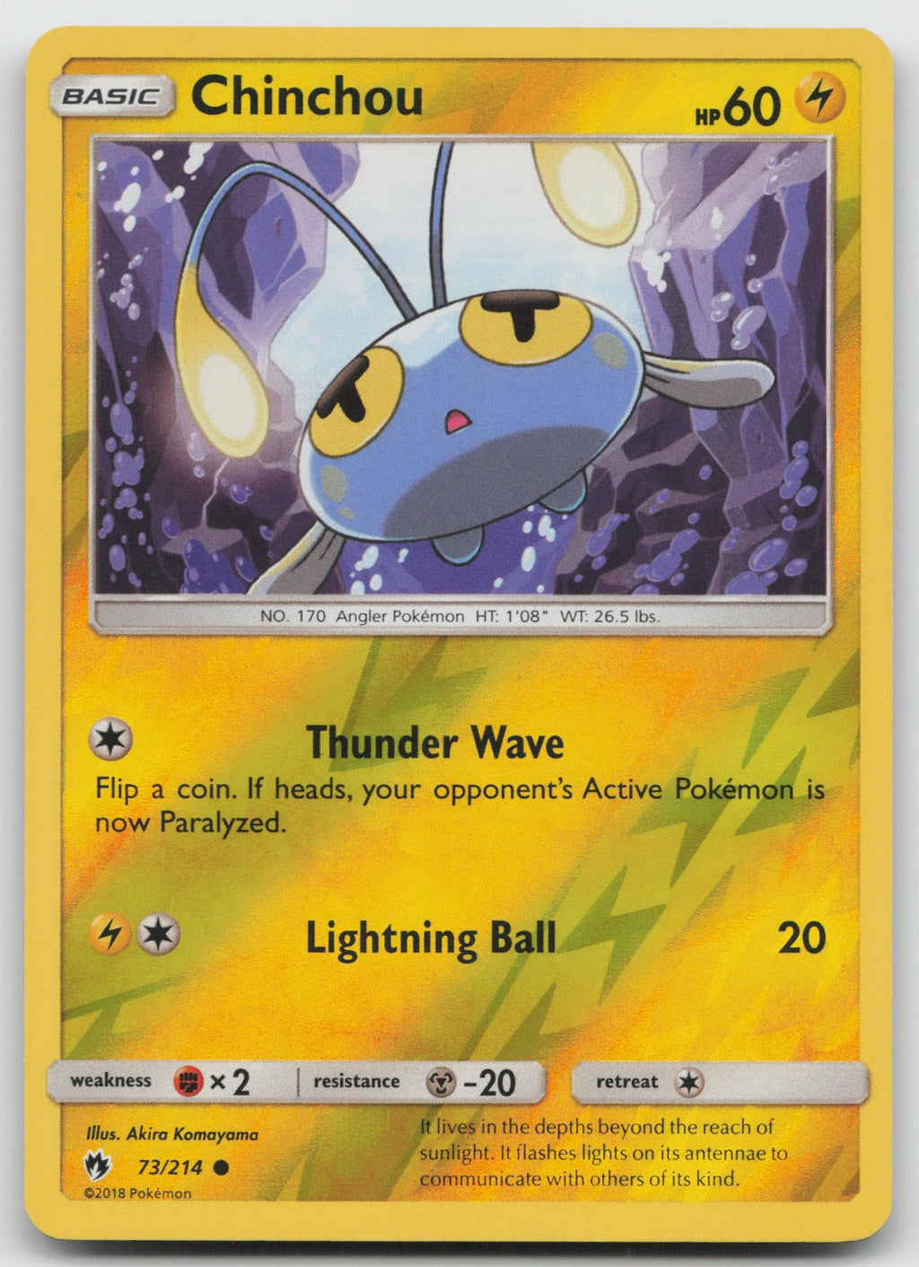 Chinchou Reverse Holo Common SM - Lost Thunder 73/214 NM