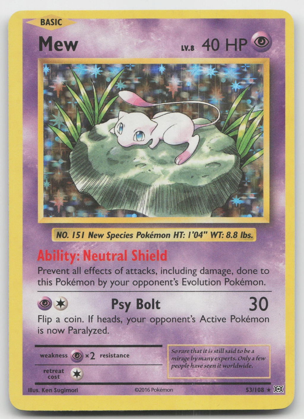 Mew Holo Rare XY - Evolutions 53/108 NM