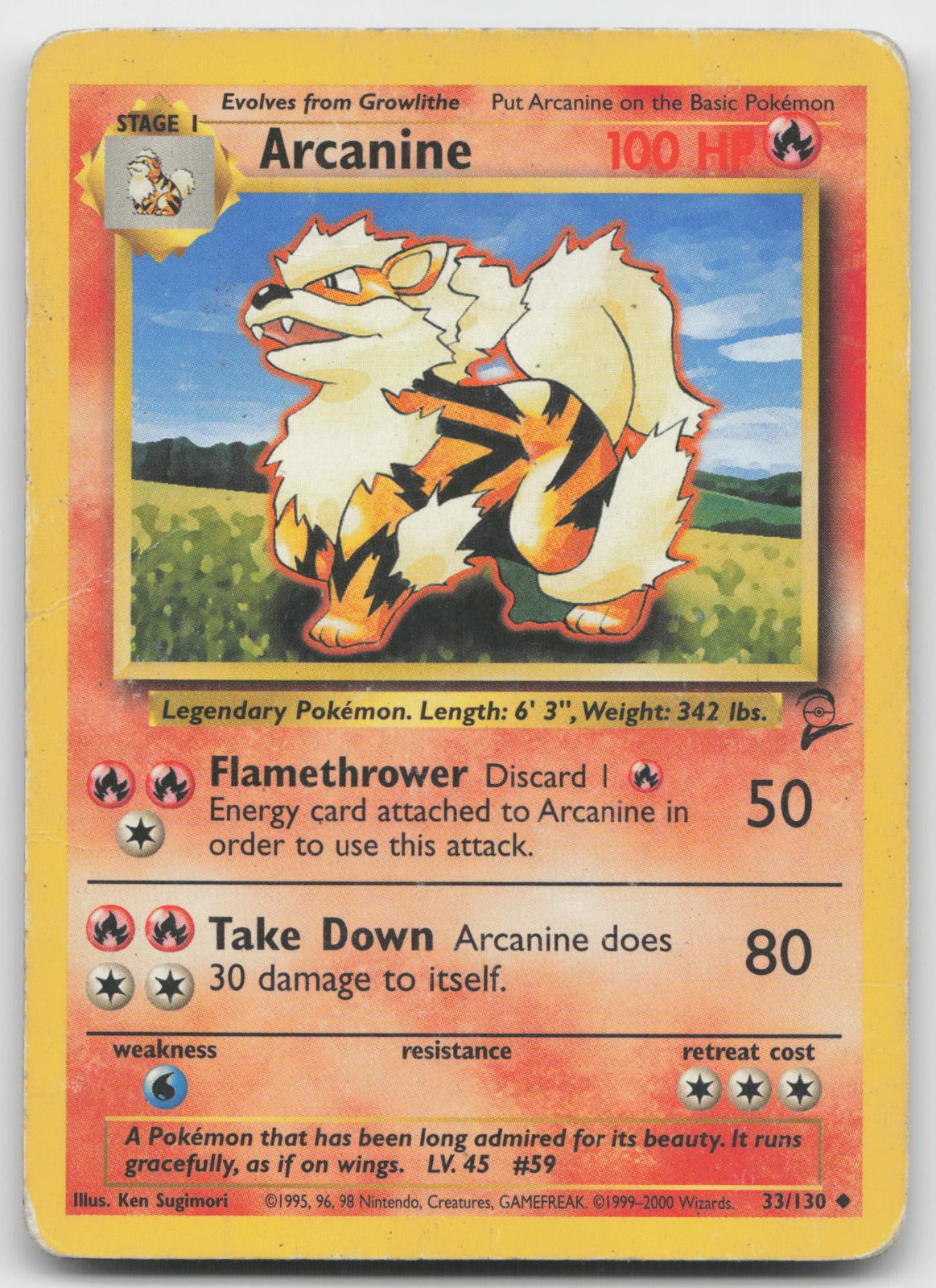 Arcanine Uncommon Base Set 2 33/130 DMG