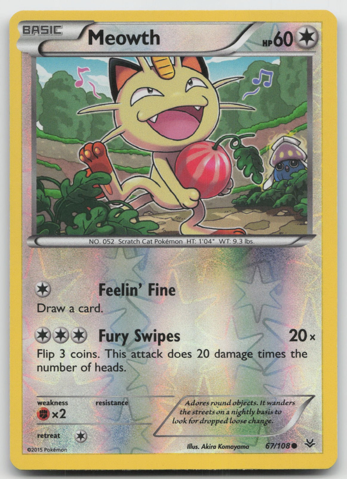 Meowth Common Reverse Holo XY - Roaring Skies 67/108 LP