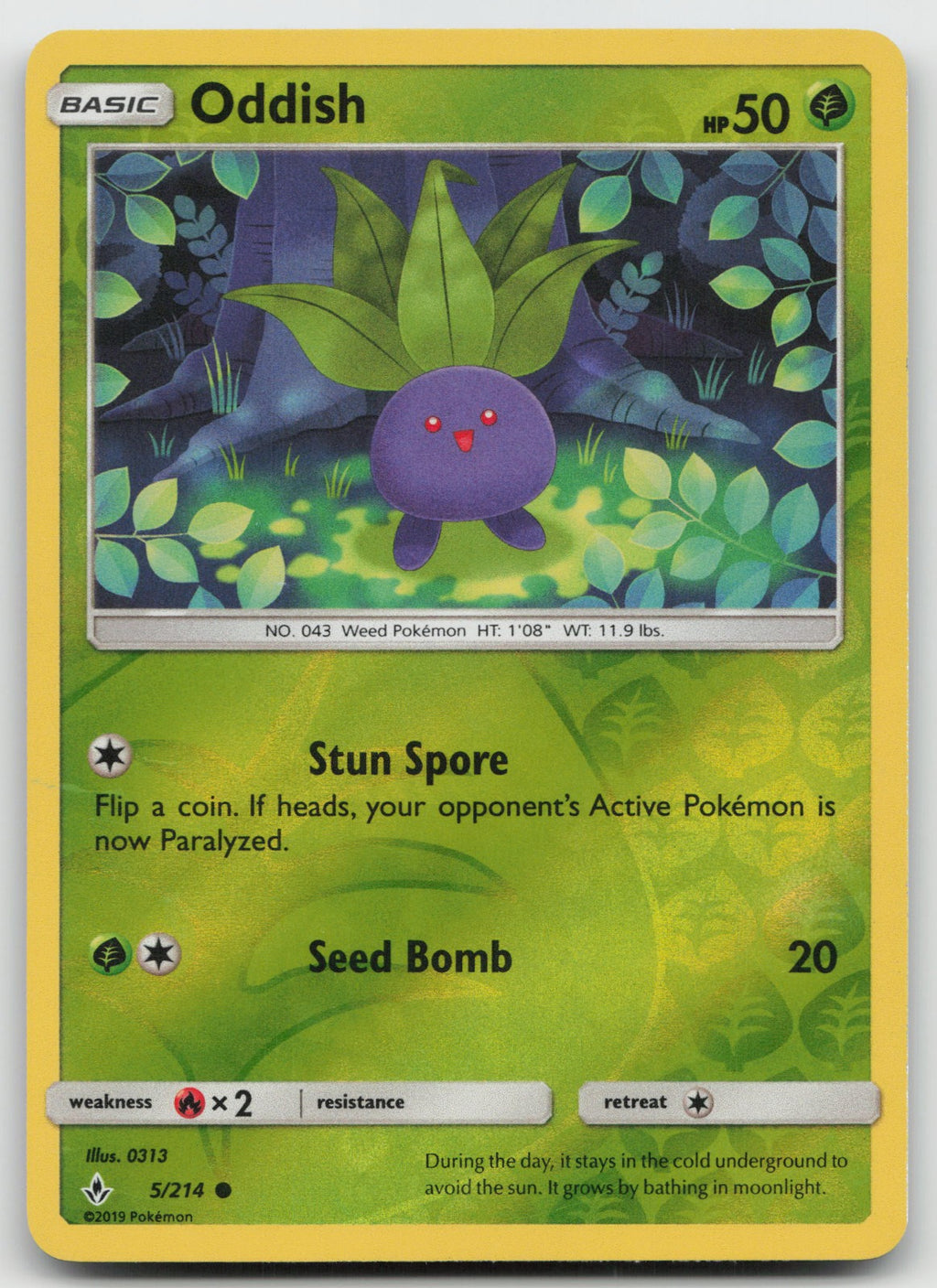 Oddish Reverse Holo Common SM - Unbroken Bonds 5/214 NM