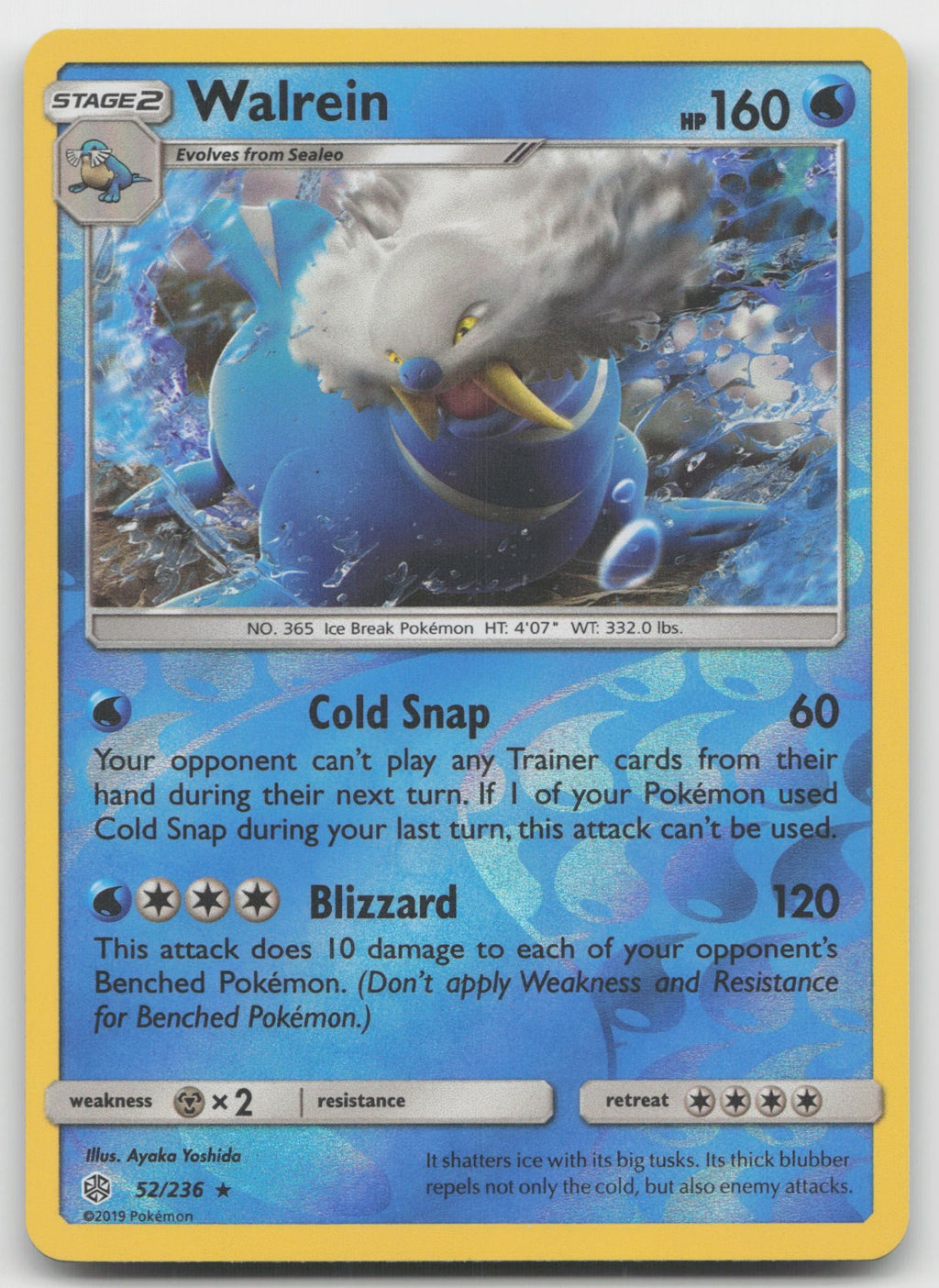 Walrein Reverse Holo Rare SM - Cosmic Eclipse 52/236 NM