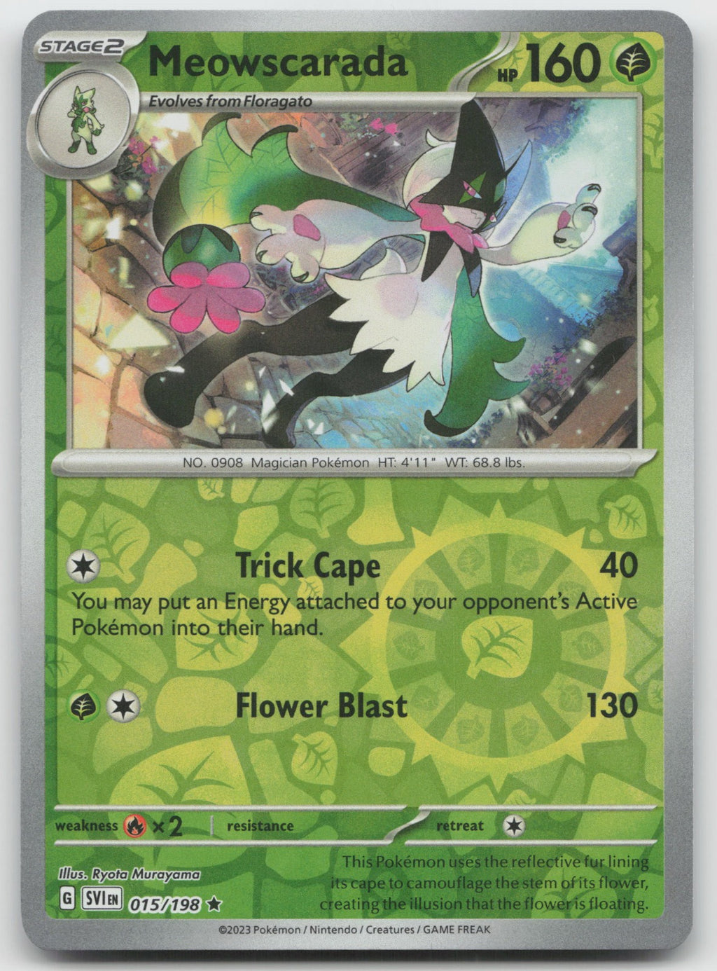 Meowscarada Reverse Holo Rare SV01: Scarlet & Violet Base Set 015/198 NM