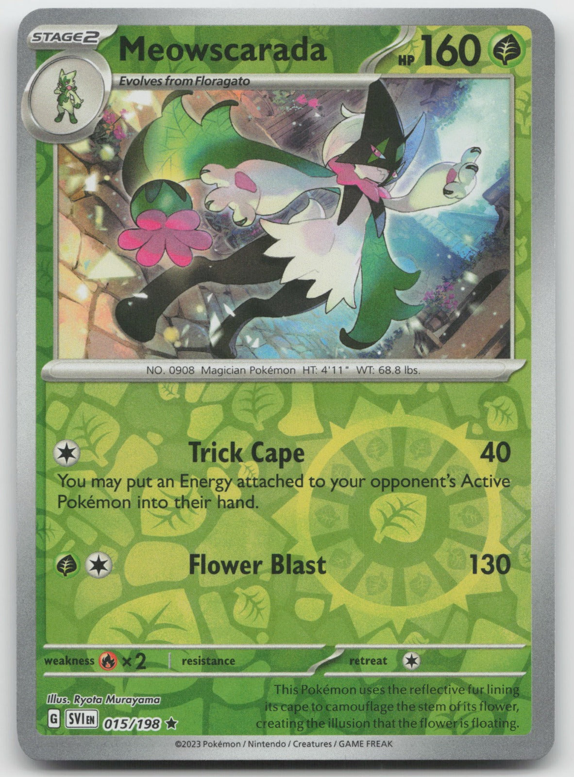 Meowscarada Reverse Holo Rare SV01: Scarlet & Violet Base Set 015/198 NM