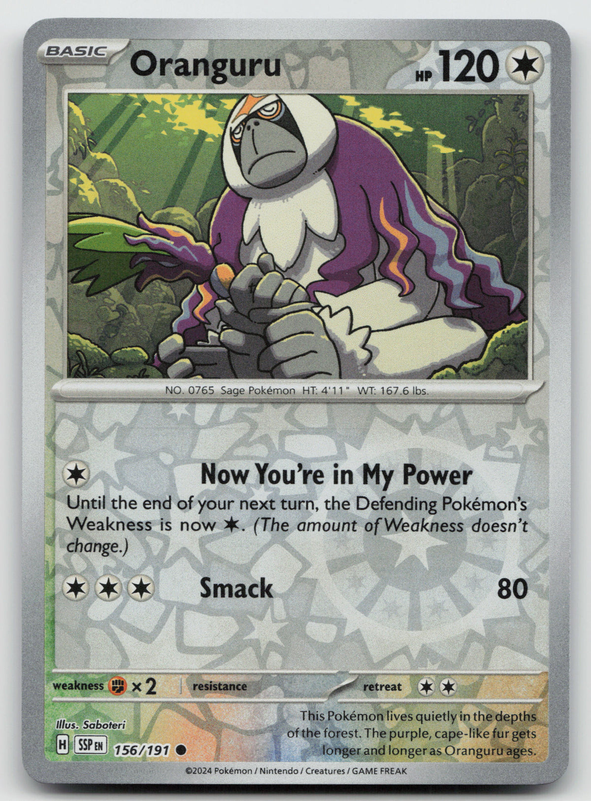 Oranguru Common Reverse Holo SV08: Surging Sparks 156/191 NM