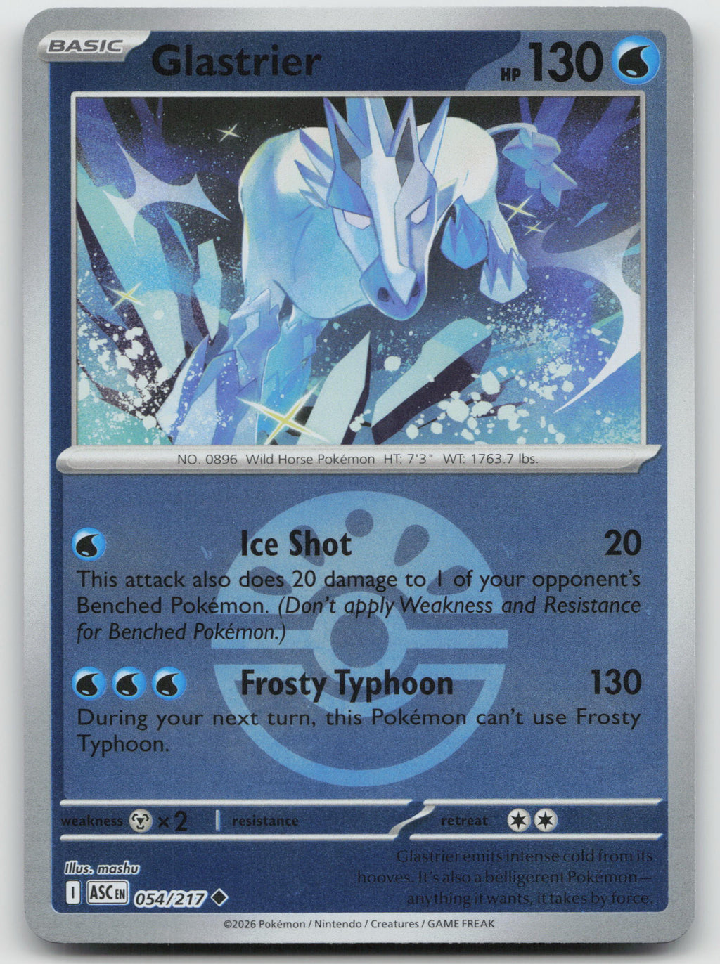Glastrier (Friend Ball) Uncommon Reverse Holofoil ME: Ascended Heroes 054/217 NM