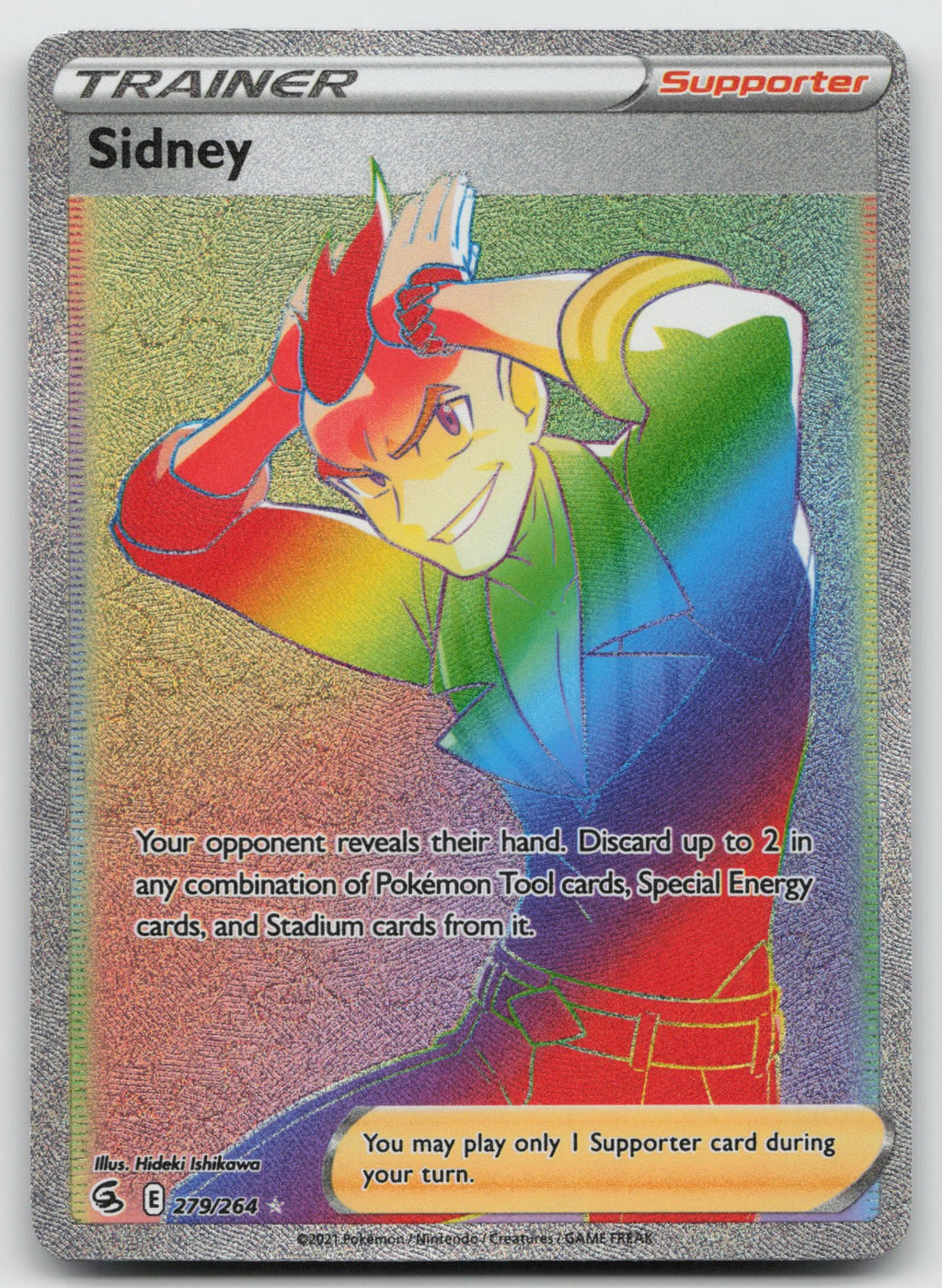 Sidney (Secret) Rainbow Rare Holo SWSH08: Fusion Strike 279/264 LP