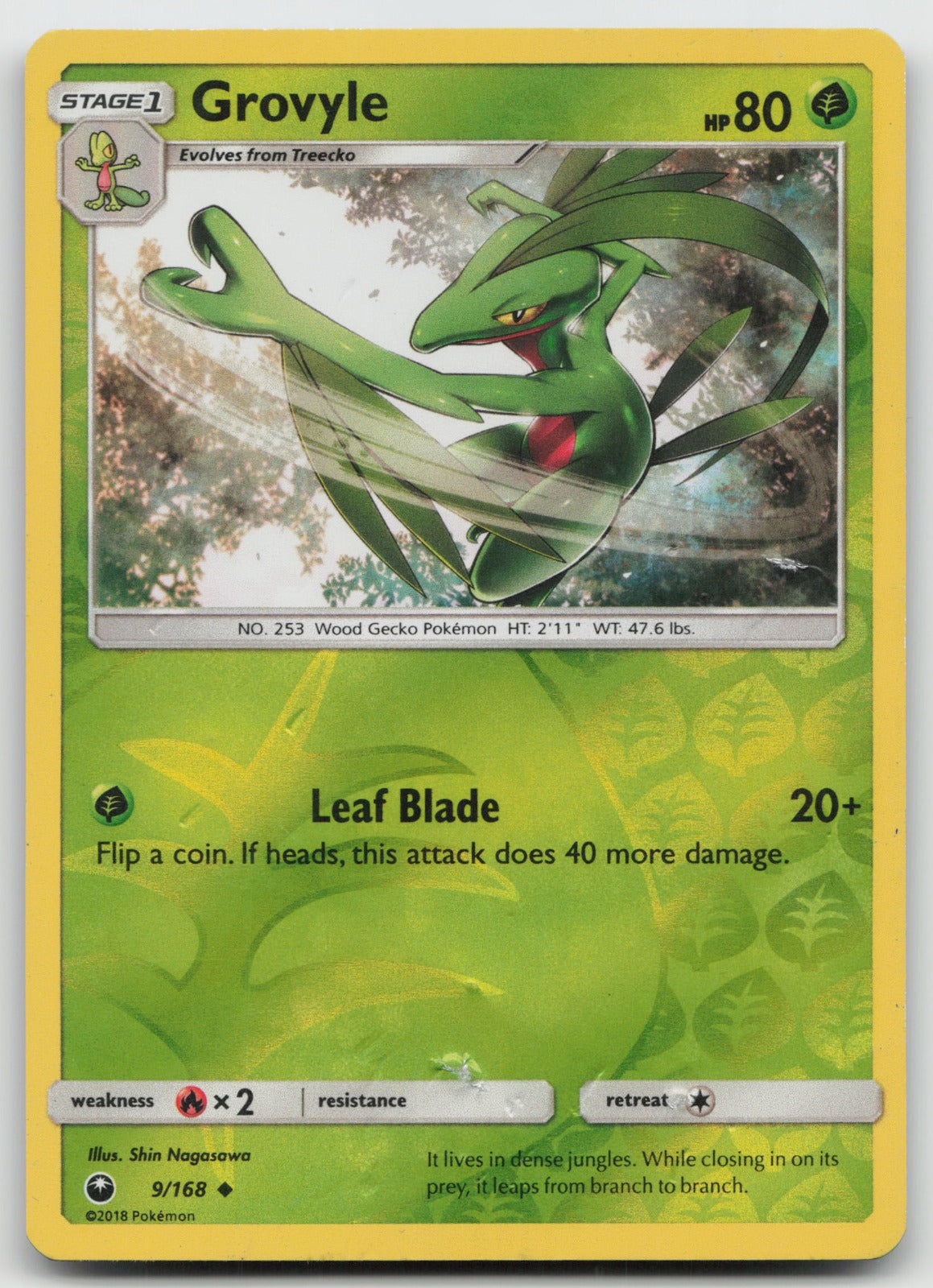 Grovyle Reverse Holo Uncommon SM - Celestial Storm 9/168 DMG