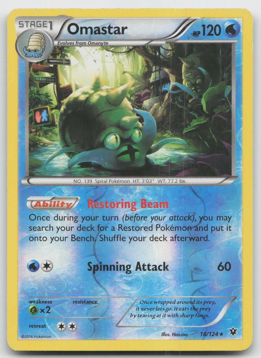Omastar Rare Reverse Holo XY - Fates Collide 18/124 LP