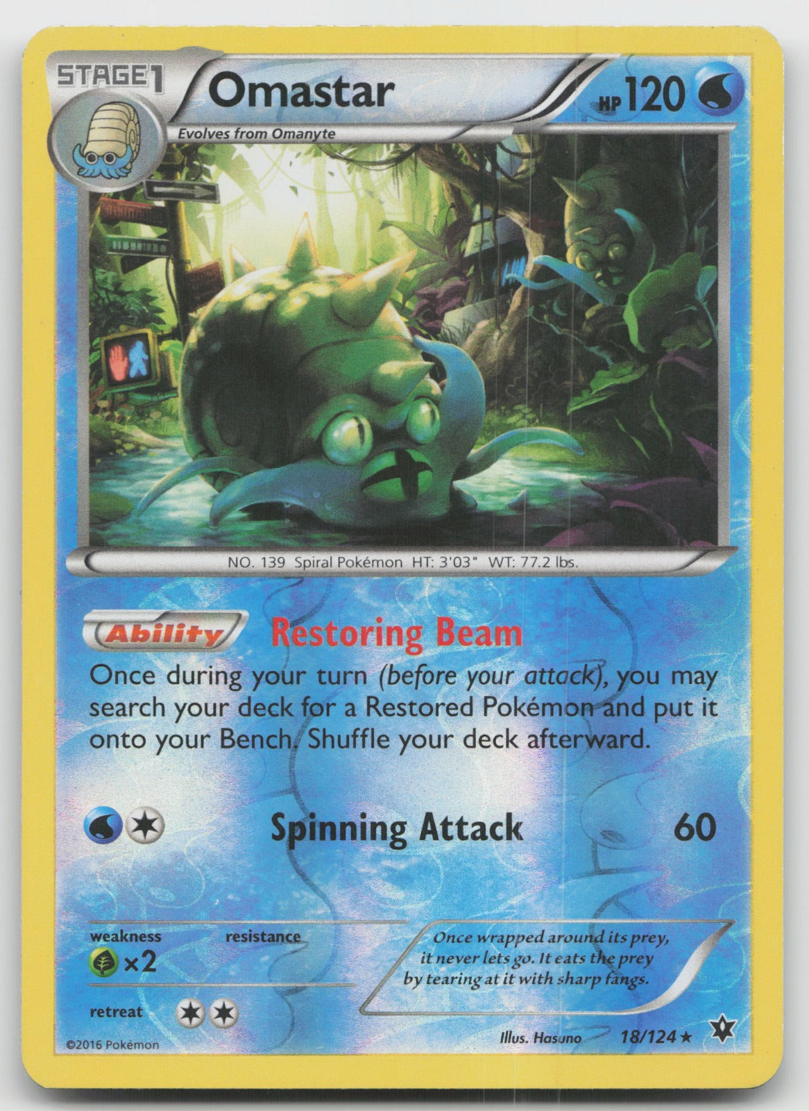 Omastar Rare Reverse Holo XY - Fates Collide 18/124 LP