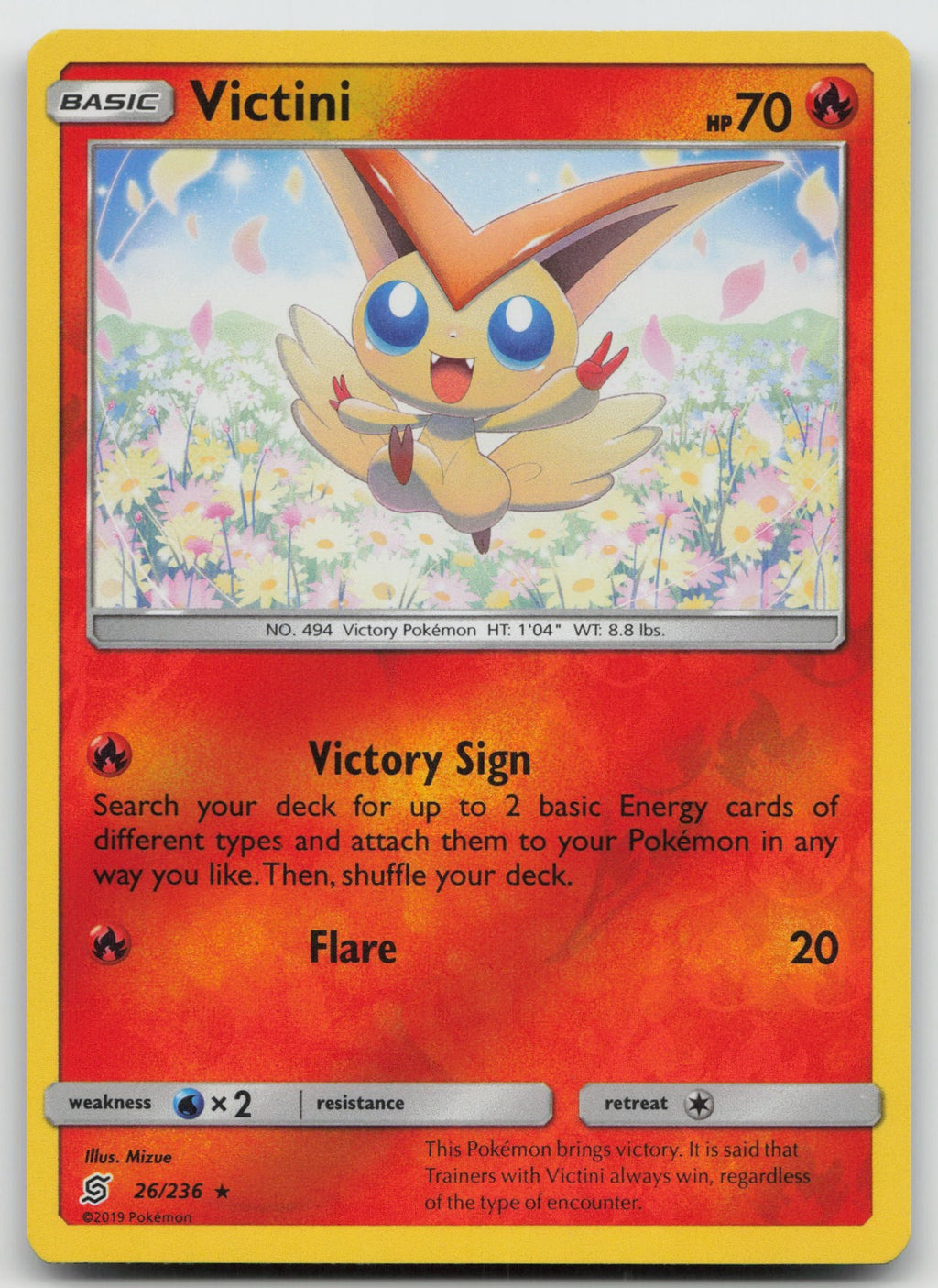 Victini Reverse Holo Rare SM - Unified Minds 26/236 NM