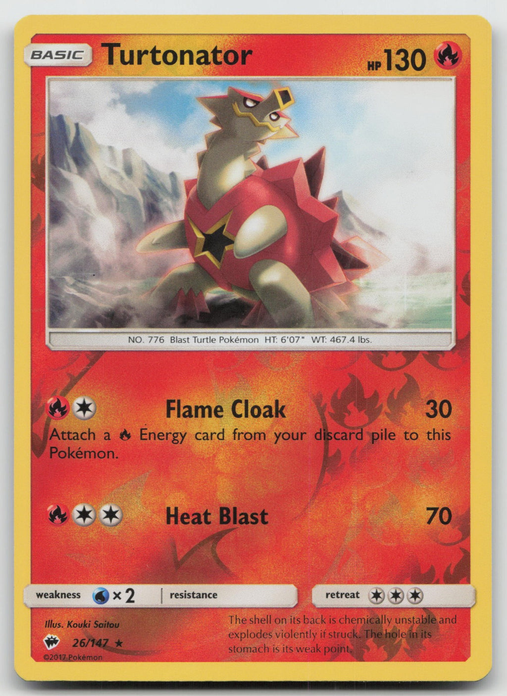 Turtonator Reverse Holo Rare SM - Burning Shadows 26/147 NM