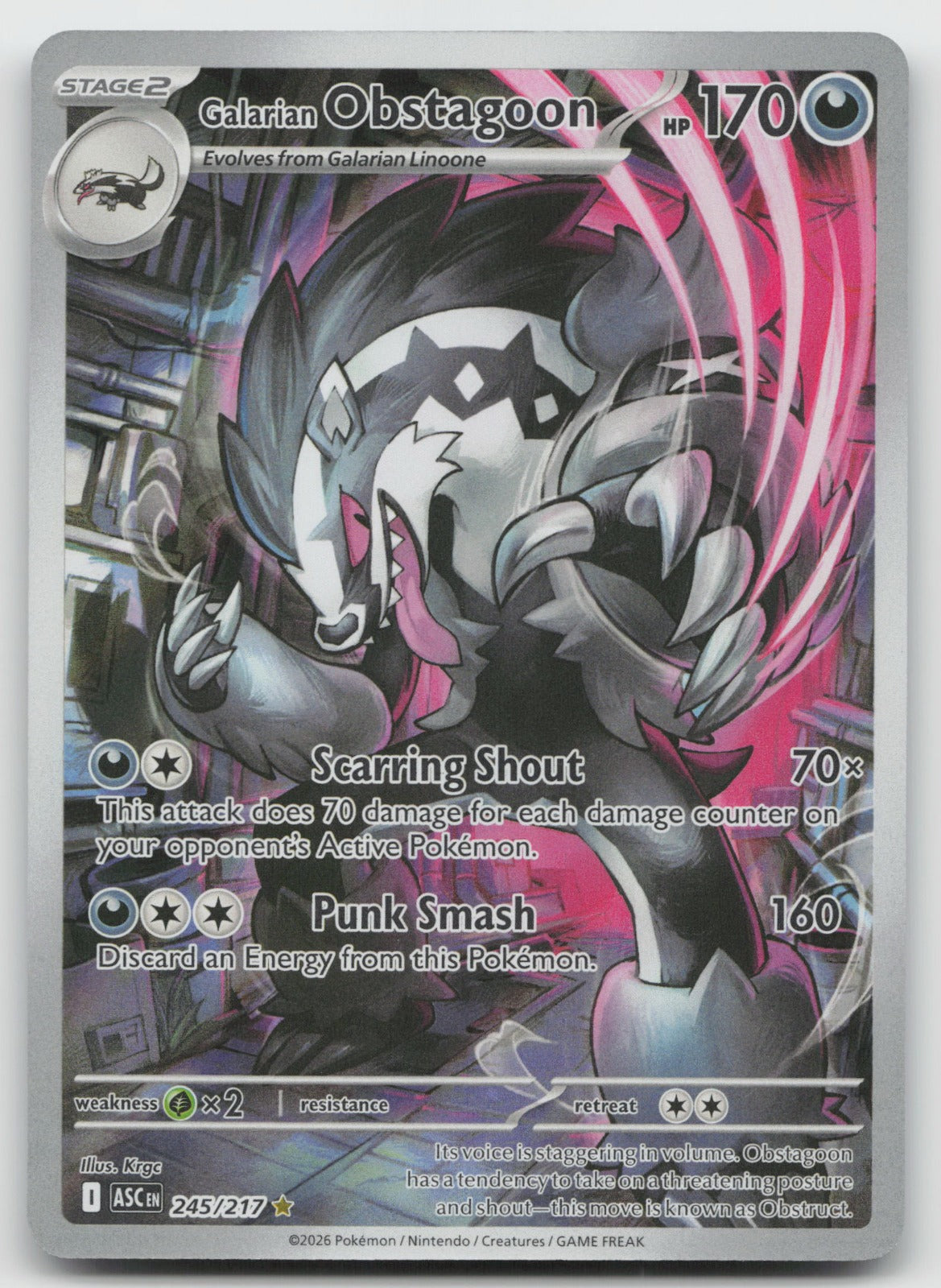 Galarian Obstagoon Illustration Rare Holo ME: Ascended Heroes 245/217 NM