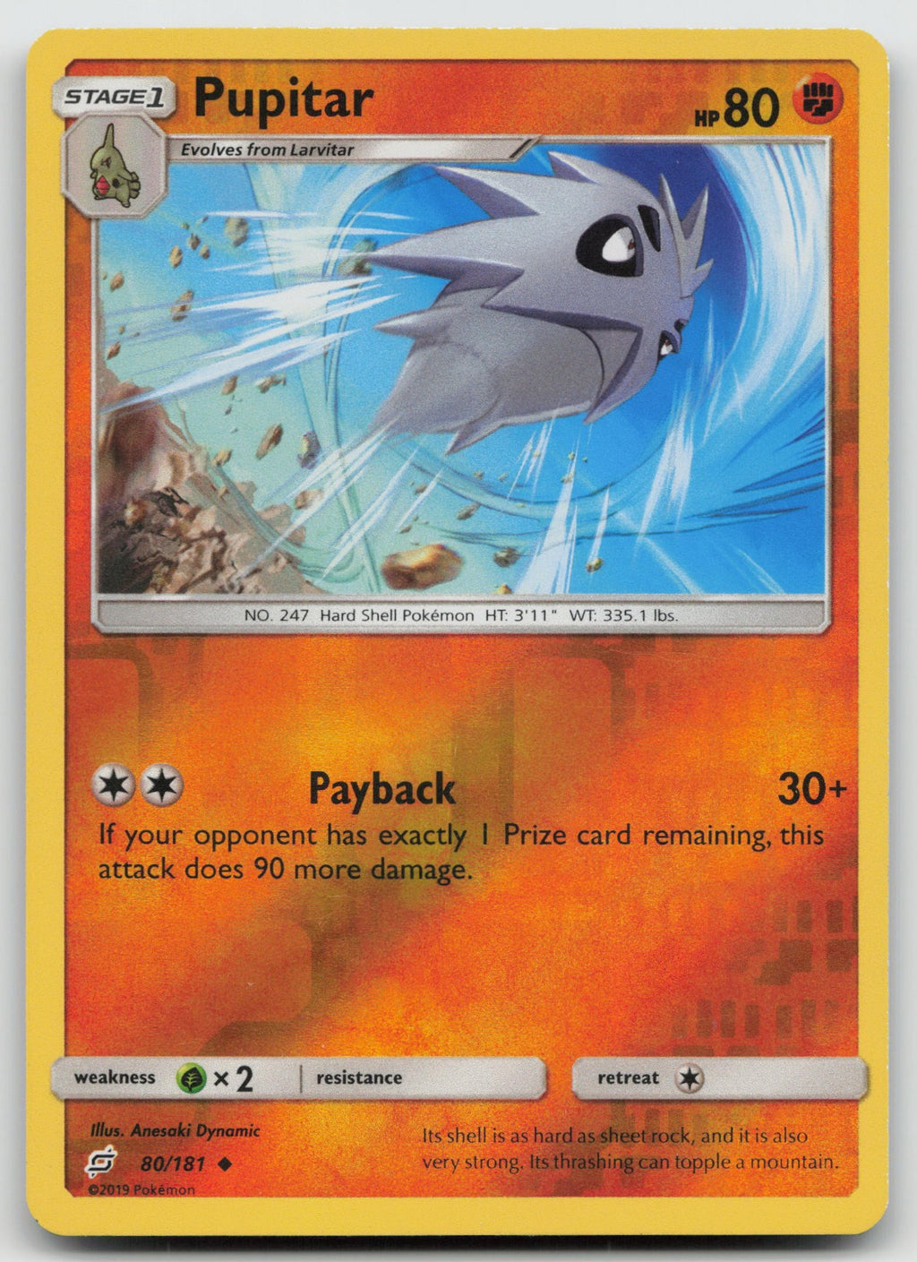 Pupitar Reverse Holo Uncommon SM - Team Up 80/181 NM