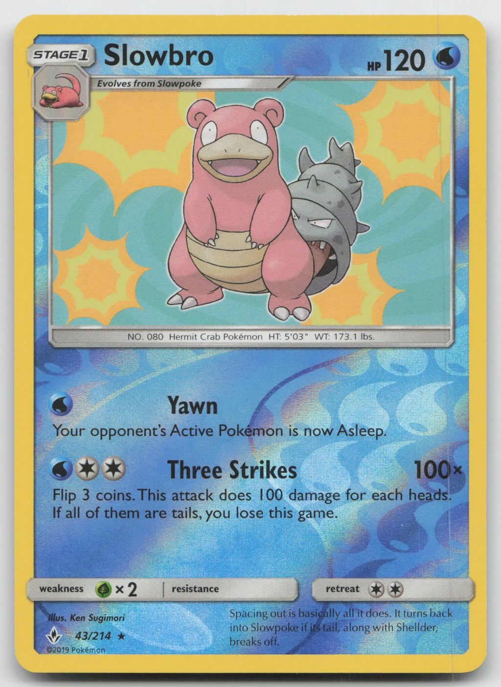 Slowbro Reverse Holo Rare SM - Unbroken Bonds 43/214 NM