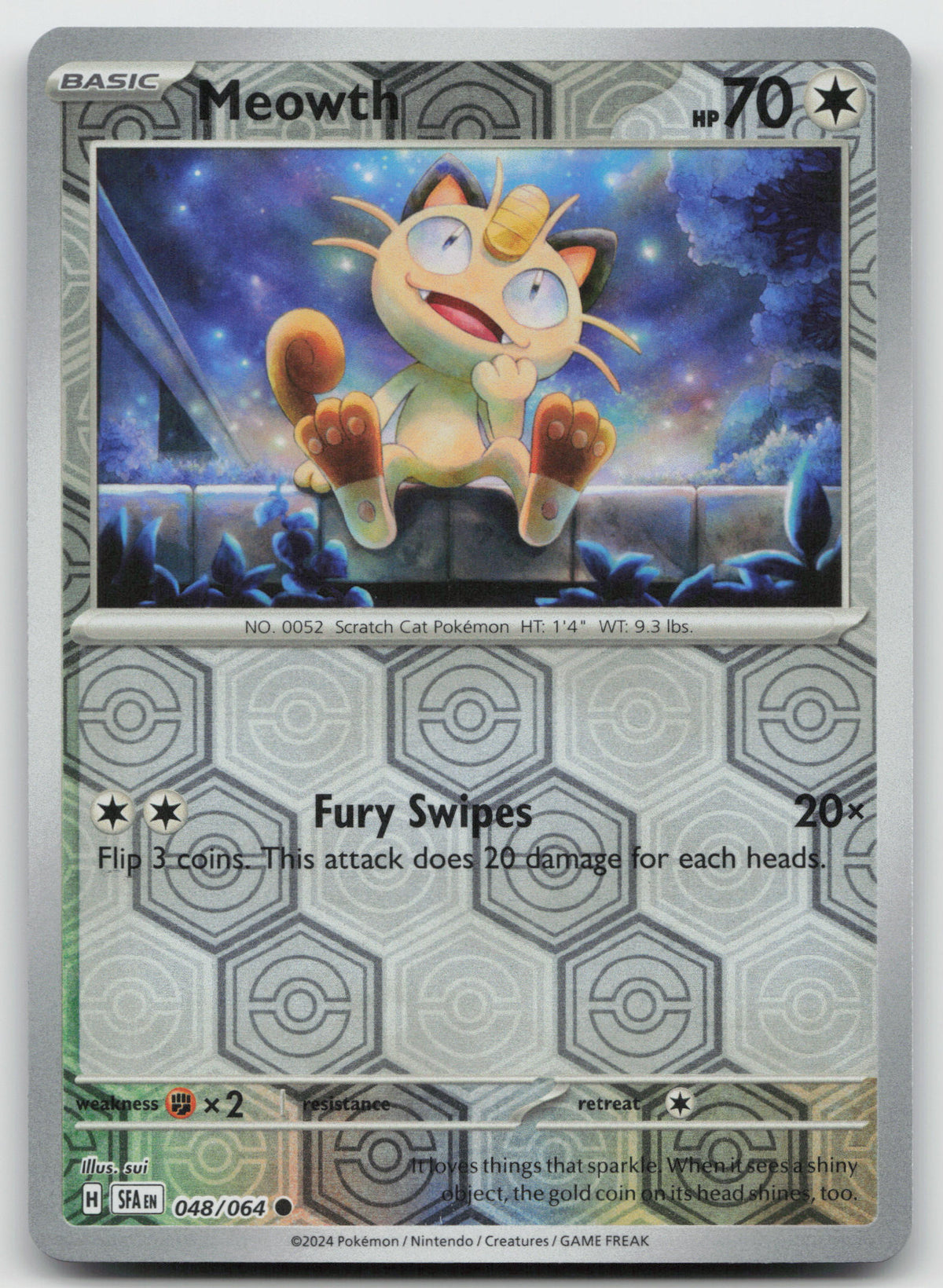 Meowth Common Reverse Holo SV: Shrouded Fable 048/064 NM