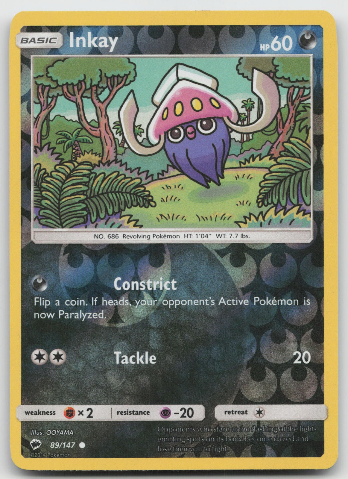 Inkay Reverse Holo Common SM - Burning Shadows 89/147 LP