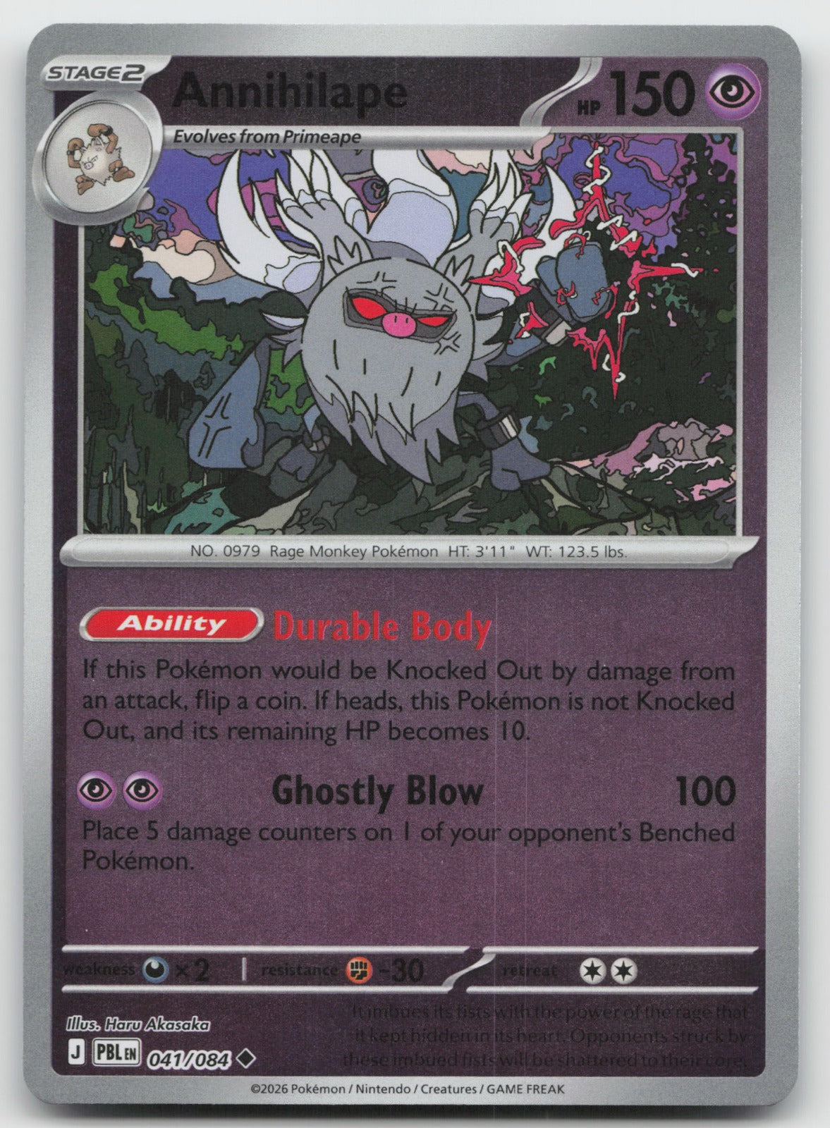 Annihilape Reverse Holo Uncommon ME05: Pitch Black 041/084 NM