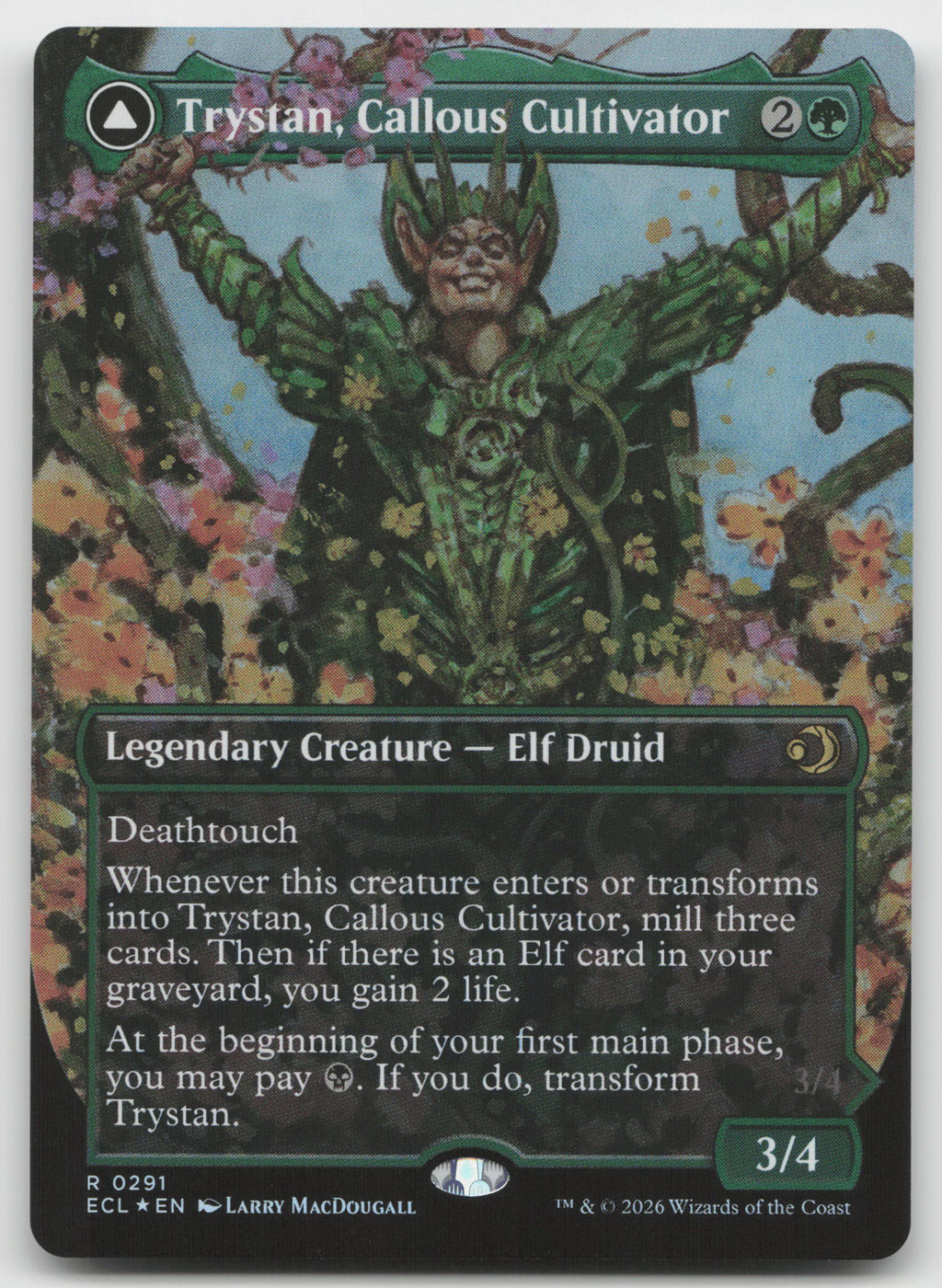 Trystan, Callous Cultivator (Borderless) R Foil Lorwyn Eclipsed 291 NM