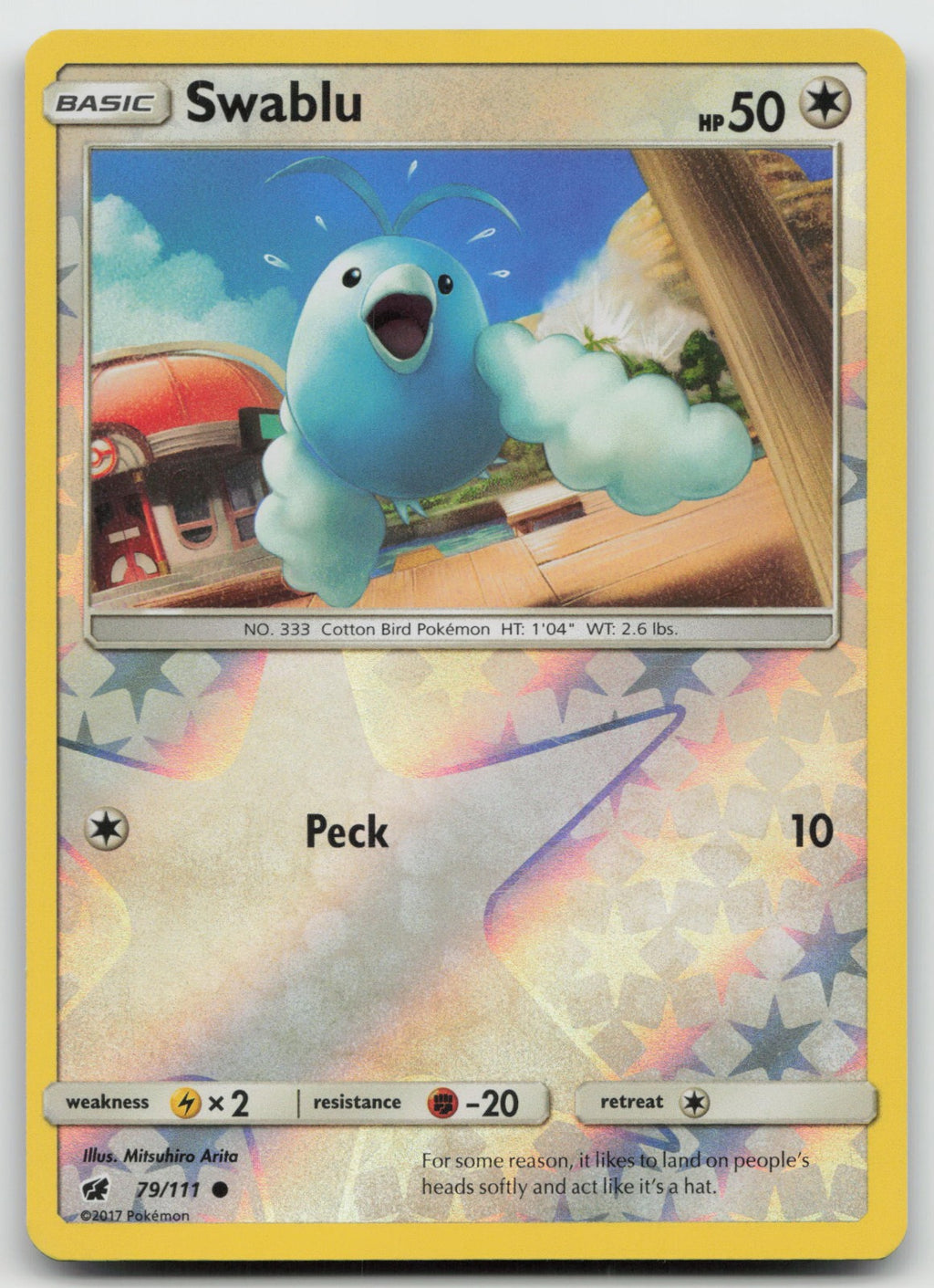 Swablu Reverse Holo Common SM - Crimson Invasion 79/111 LP