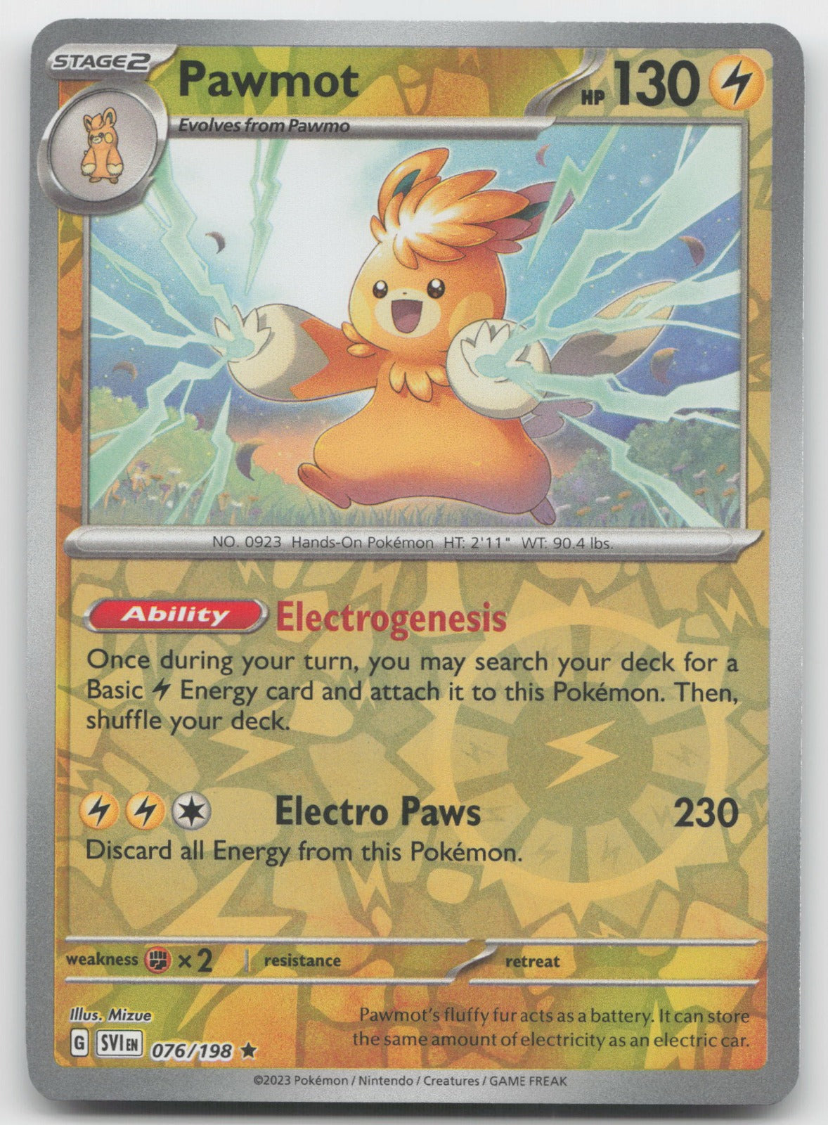 Pawmot Reverse Holo Rare SV01: Scarlet & Violet Base Set 076/198 NM