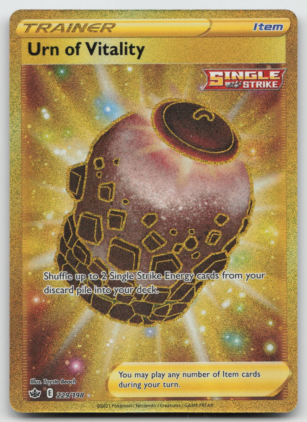 Urn of Vitality (Secret) Holo Gold Rare SWSH06: Chilling Reign 229/198 NM