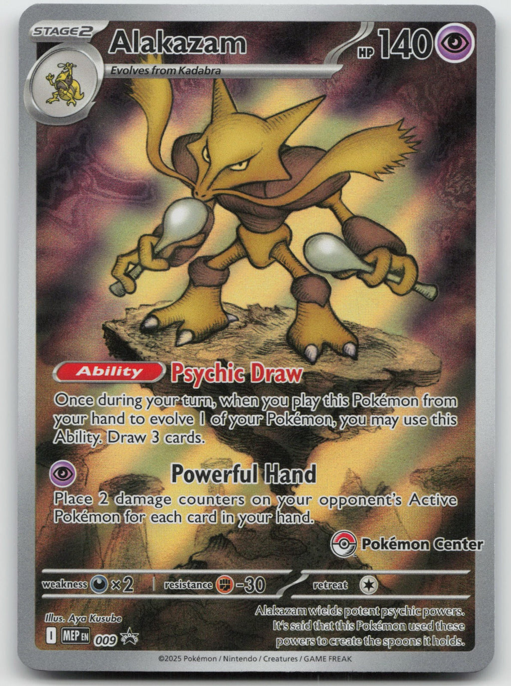 Alakazam (Pokemon Center Exclusive) Holo Promo ME: Mega Evolution MEP009 NM