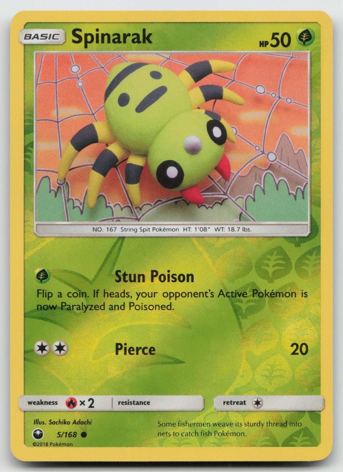 Spinarak Reverse Holo Common SM - Celestial Storm 5/168 NM