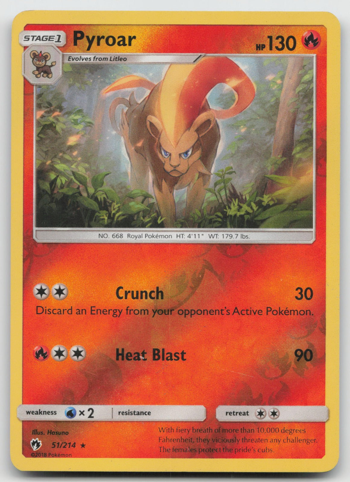 Pyroar Reverse Holo Rare SM - Lost Thunder 51/214 LP